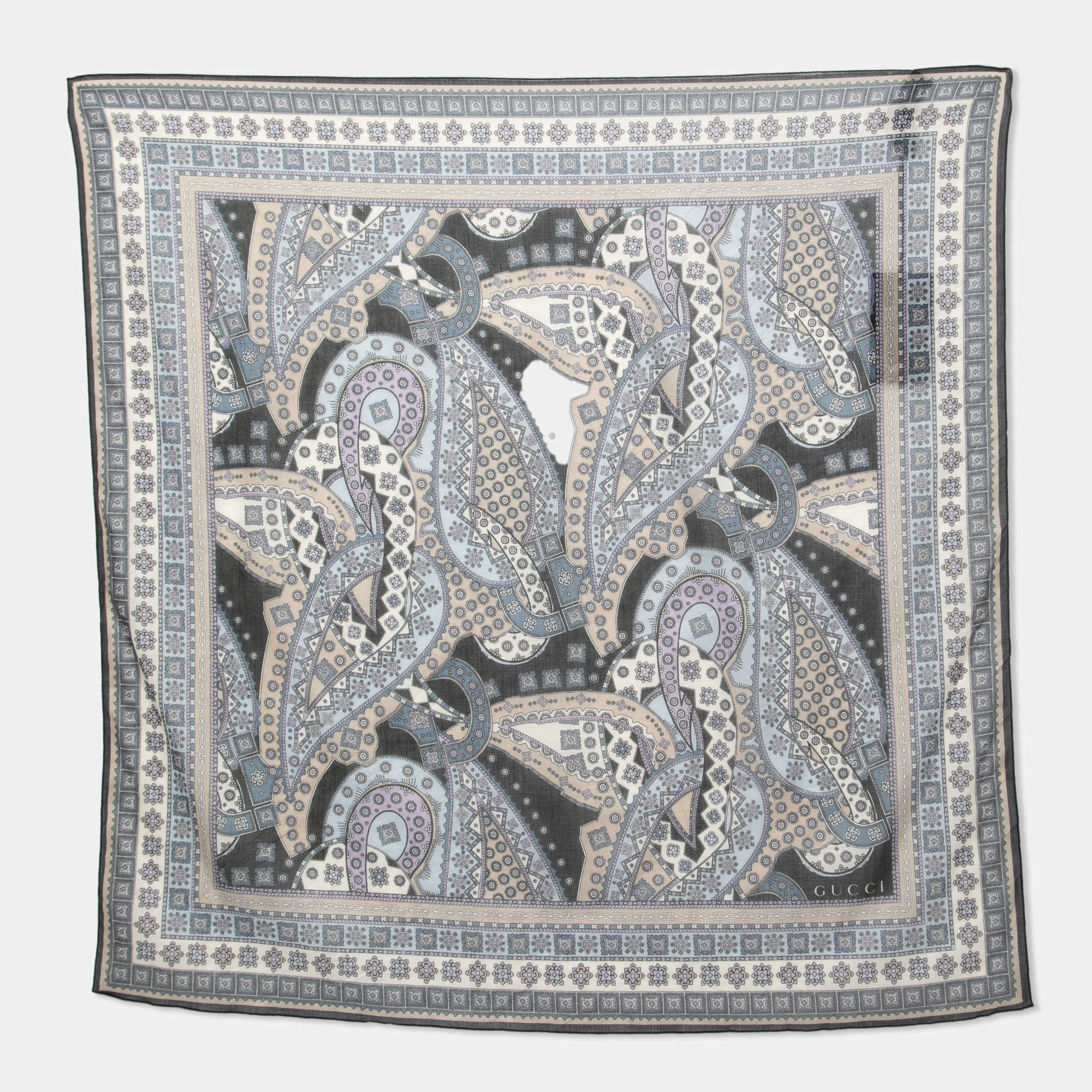 Pre Owned Gucci Multicolor Paisley Print Cotton Scarf