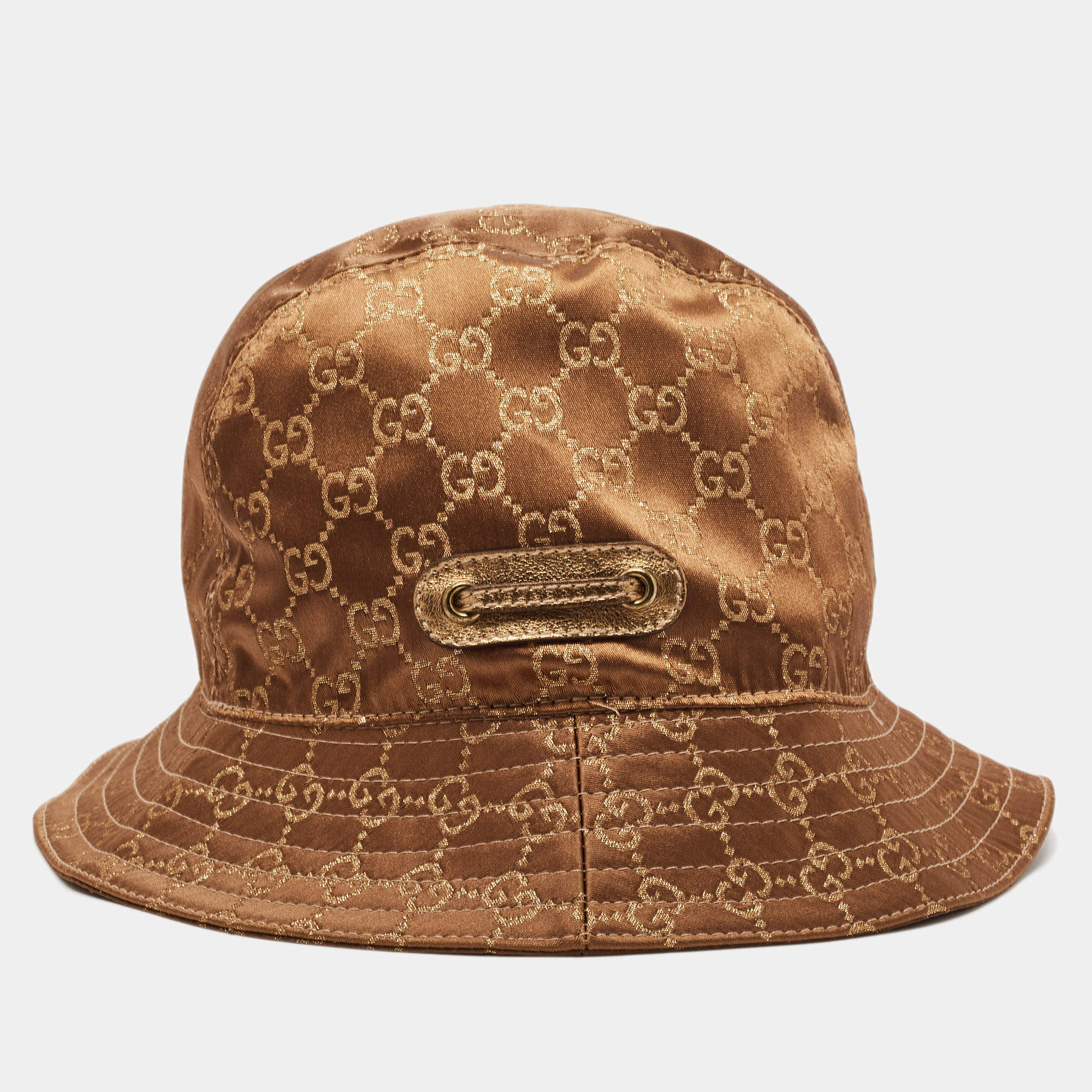 Gucci Brown/Gold Guccissima Satin Bucket Hat Gucci