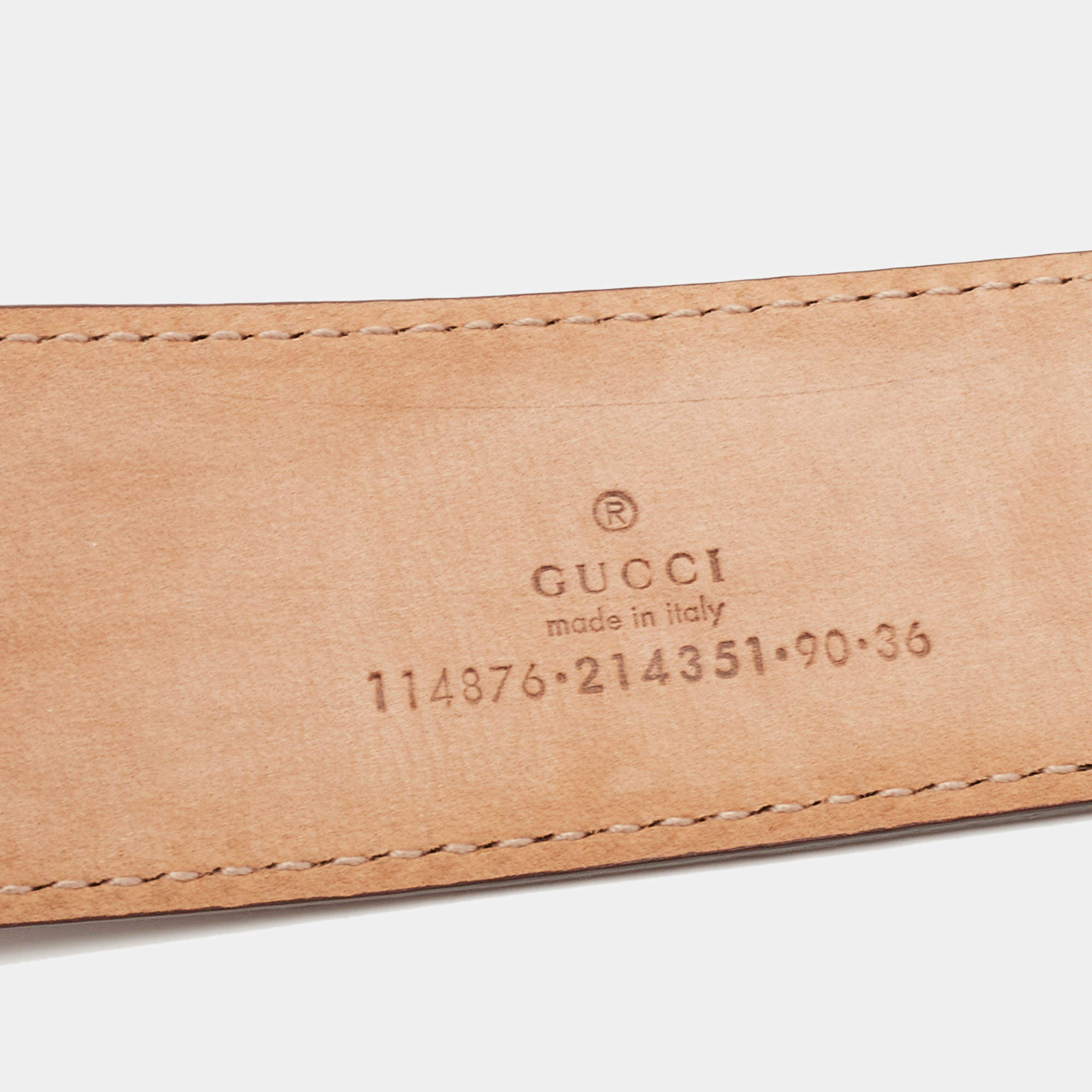 Gucci Guccisssima Brown and Beige Canvas Leather Trim Belt Size 36/90 –  Queen Bee of Beverly Hills