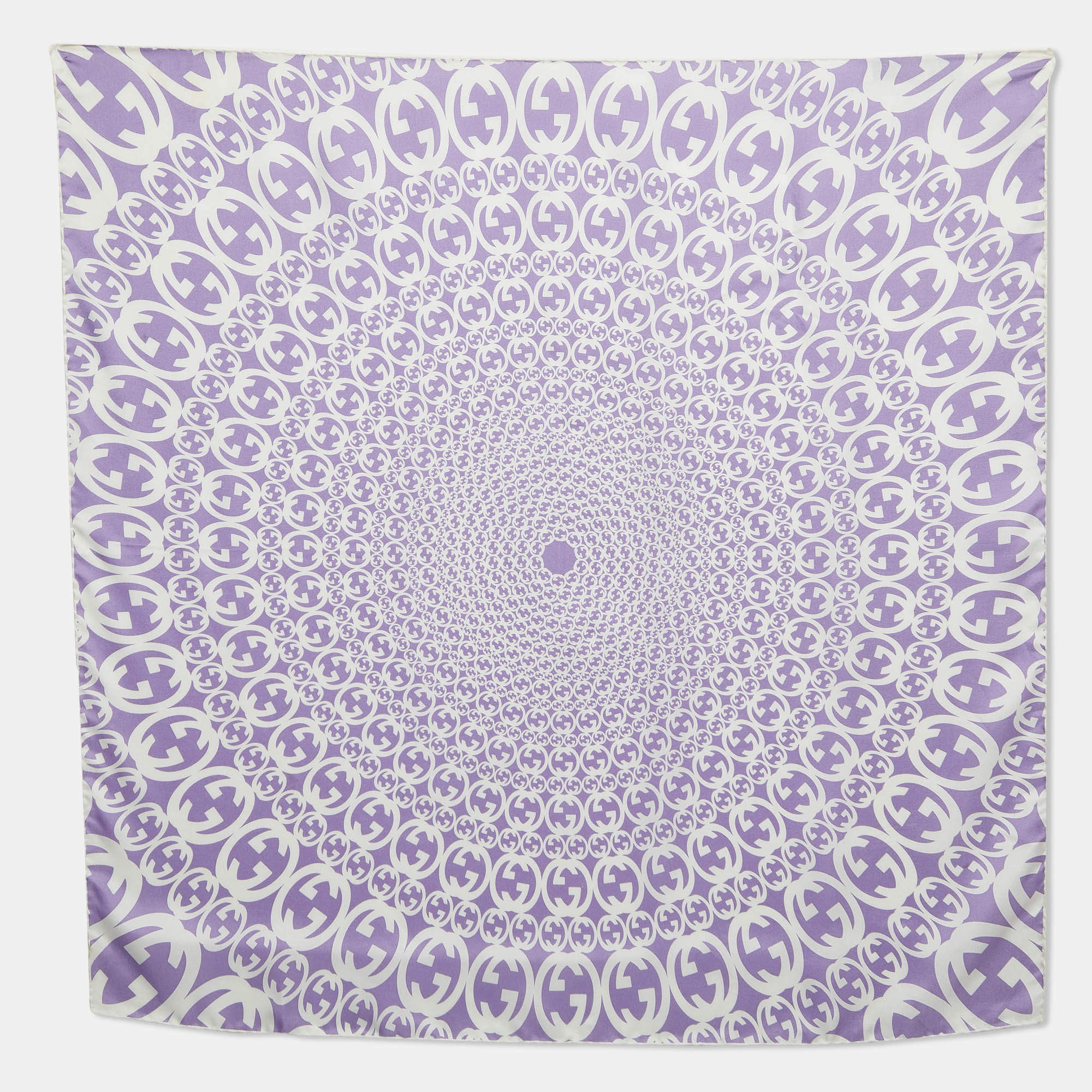 Pre Owned Gucci Purple GG Print Silk Scarf