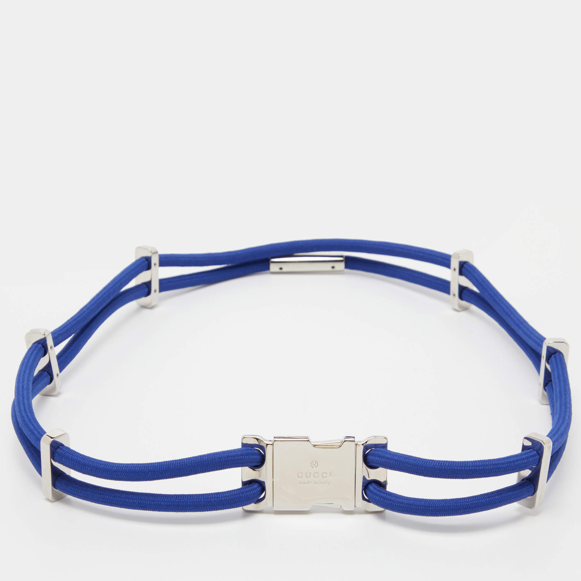 Pre Owned Gucci Electric Blue Nylon Rope Belt 90 CM
