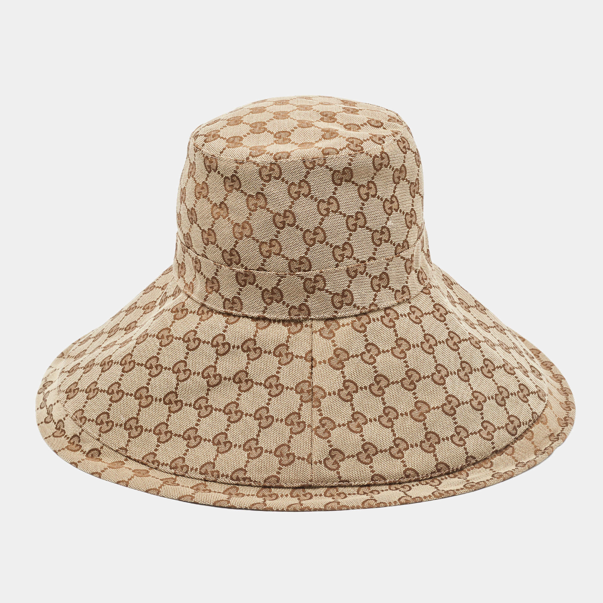 Gucci Brown GG Canvas Jacquard Wide Brim Bucket Hat S Gucci