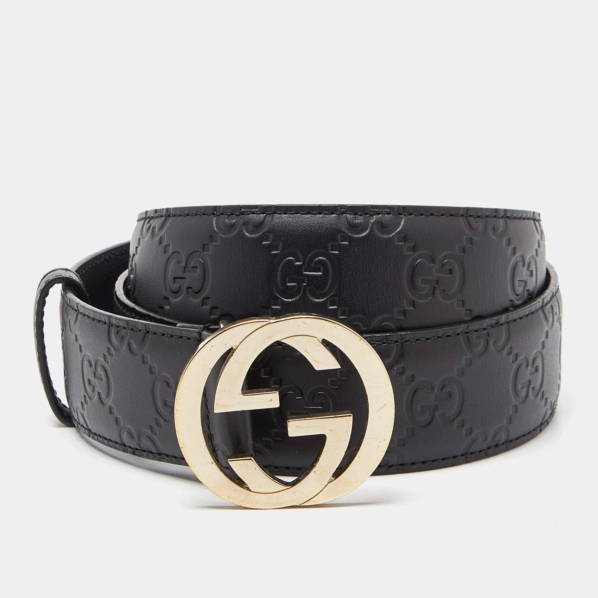 GG leather belt in black - Gucci