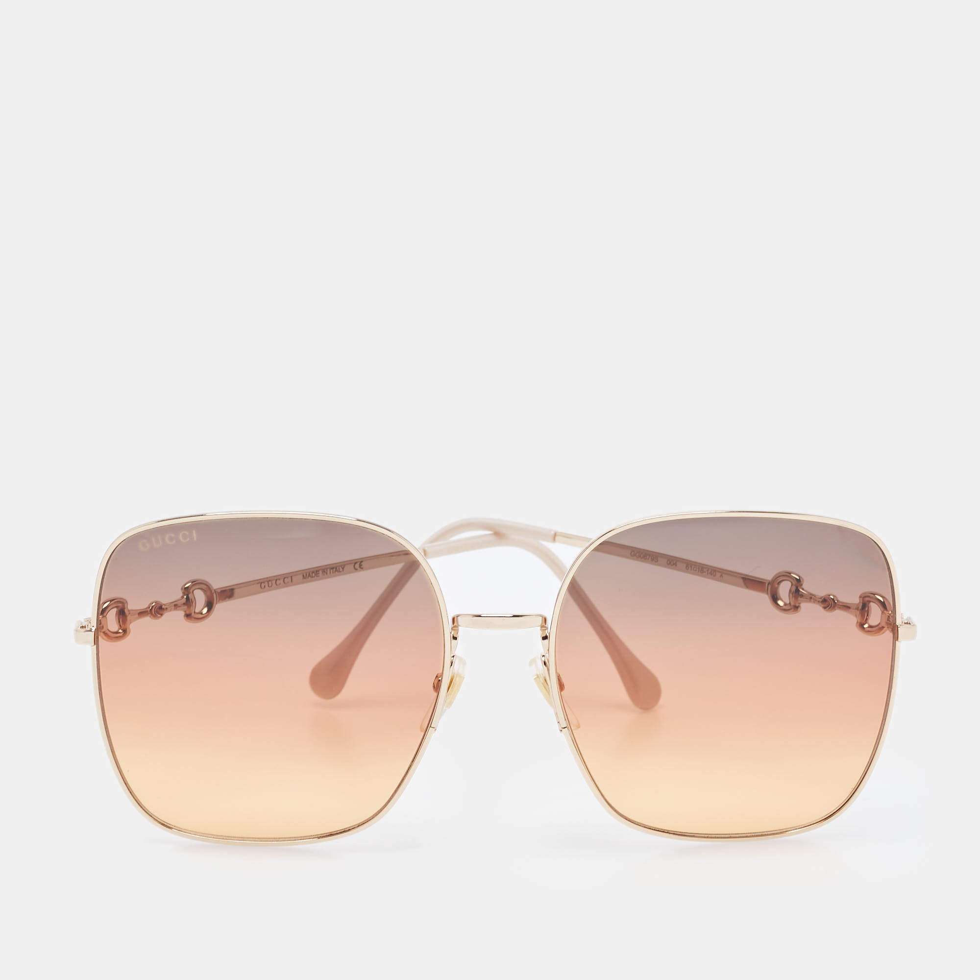 Gucci Orange Gradient GG0879S Horsebit Square Sunglasses