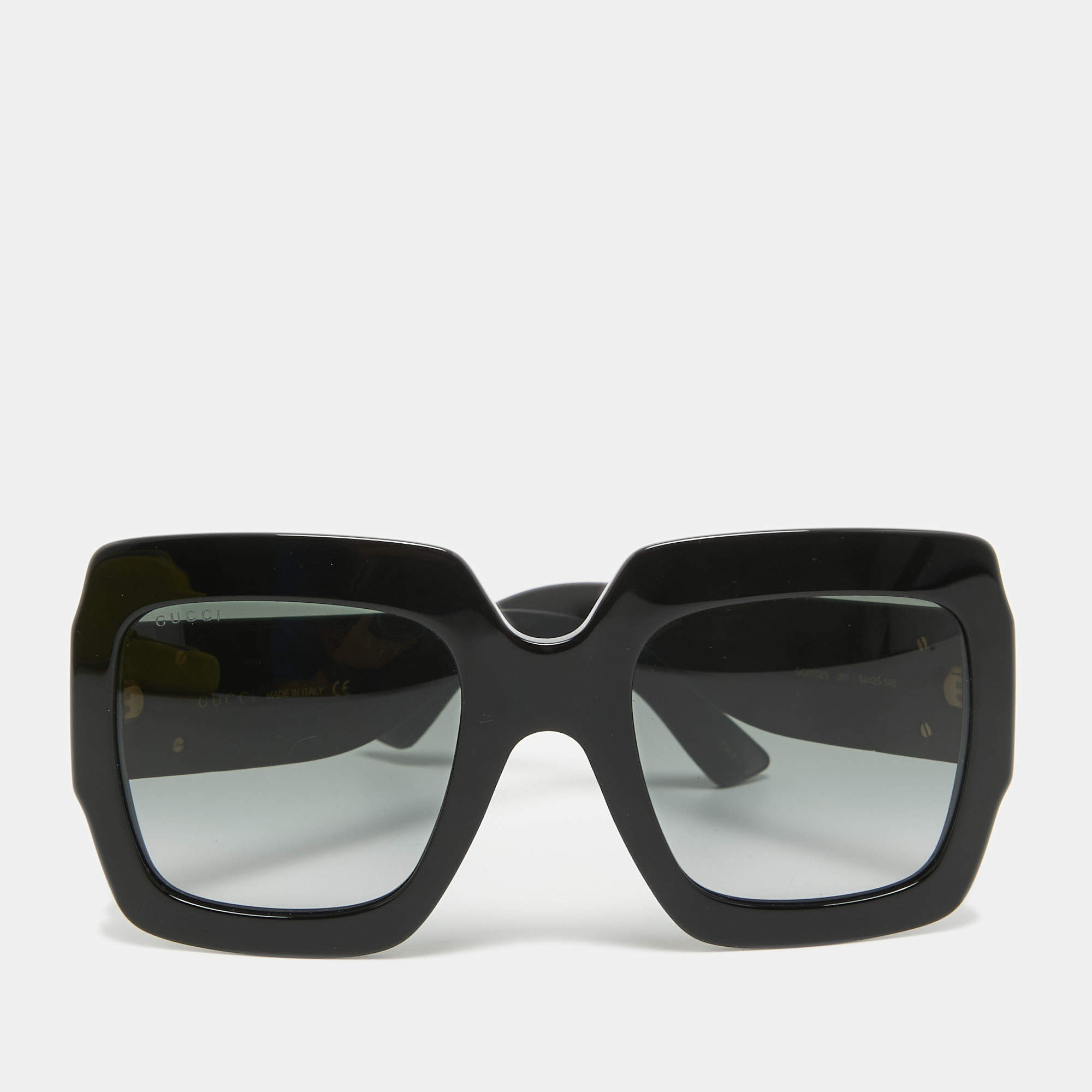 مملوكة مسبقًا Gucci Black Gradient GG0102S Pop Glitter Iconic Oversize Square Sunglasses