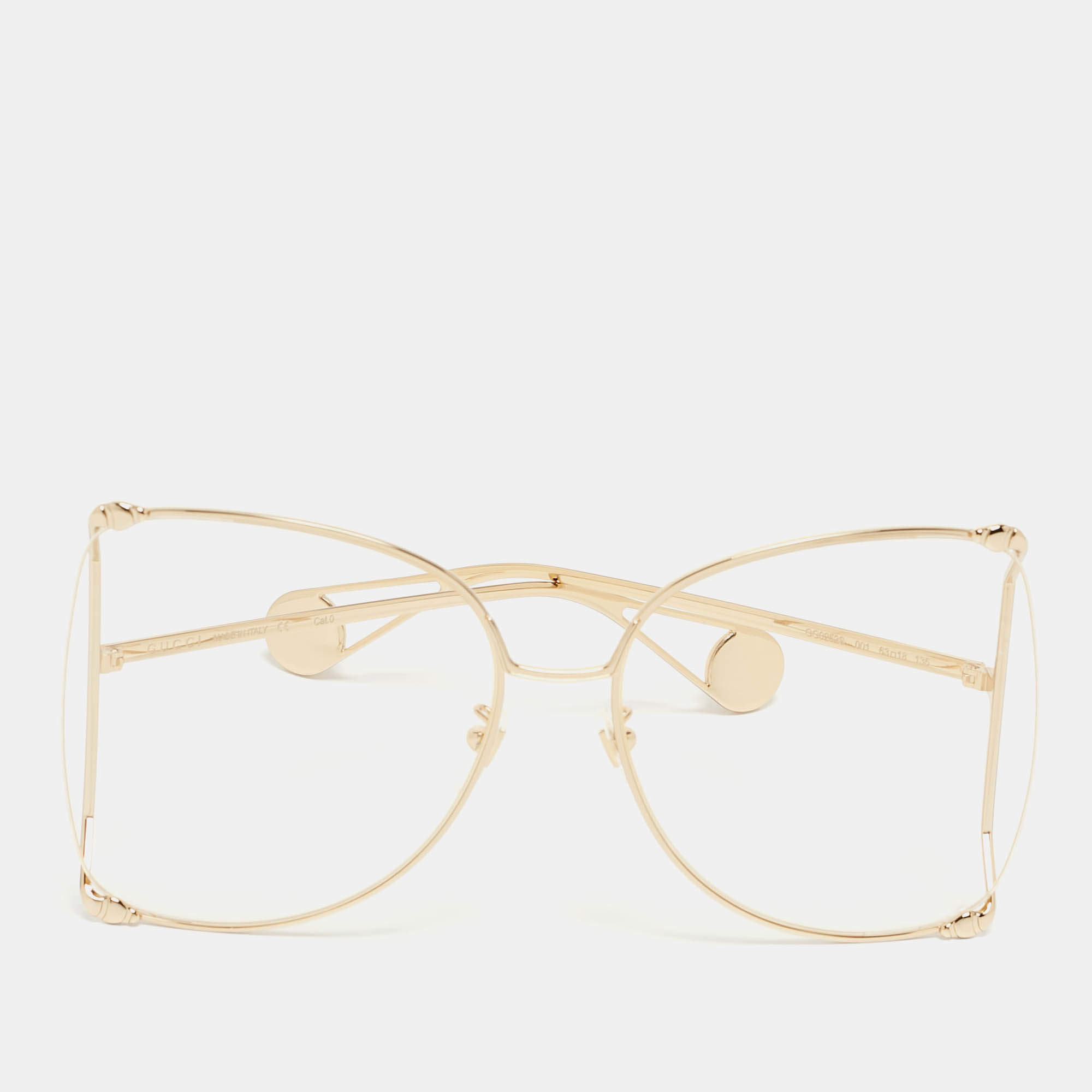 Gucci Gold Metal GG0252S Pearl Oversized Sunglasses 