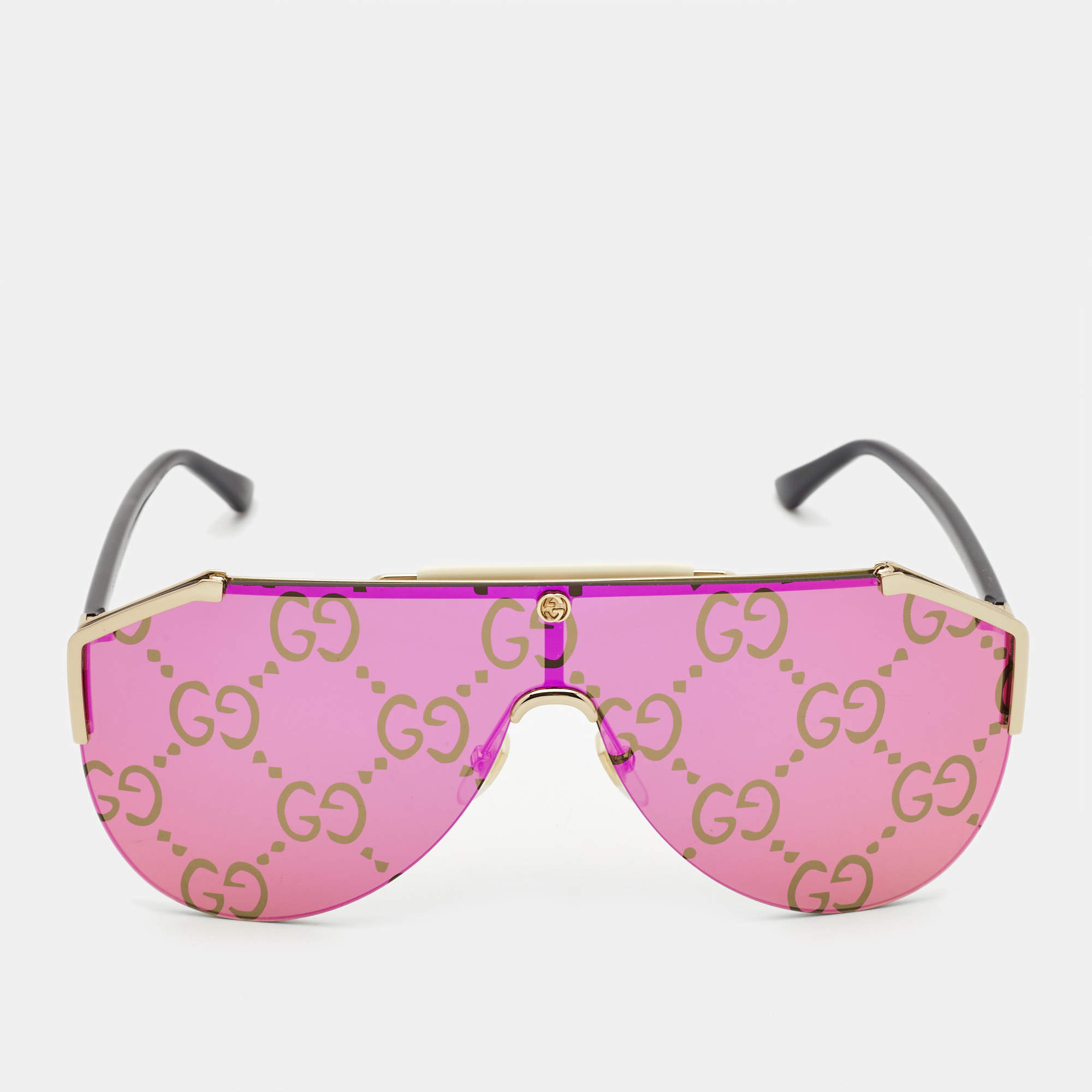 Gucci Purple Guccissima Mirrored GG0584S Mask Sunglasses