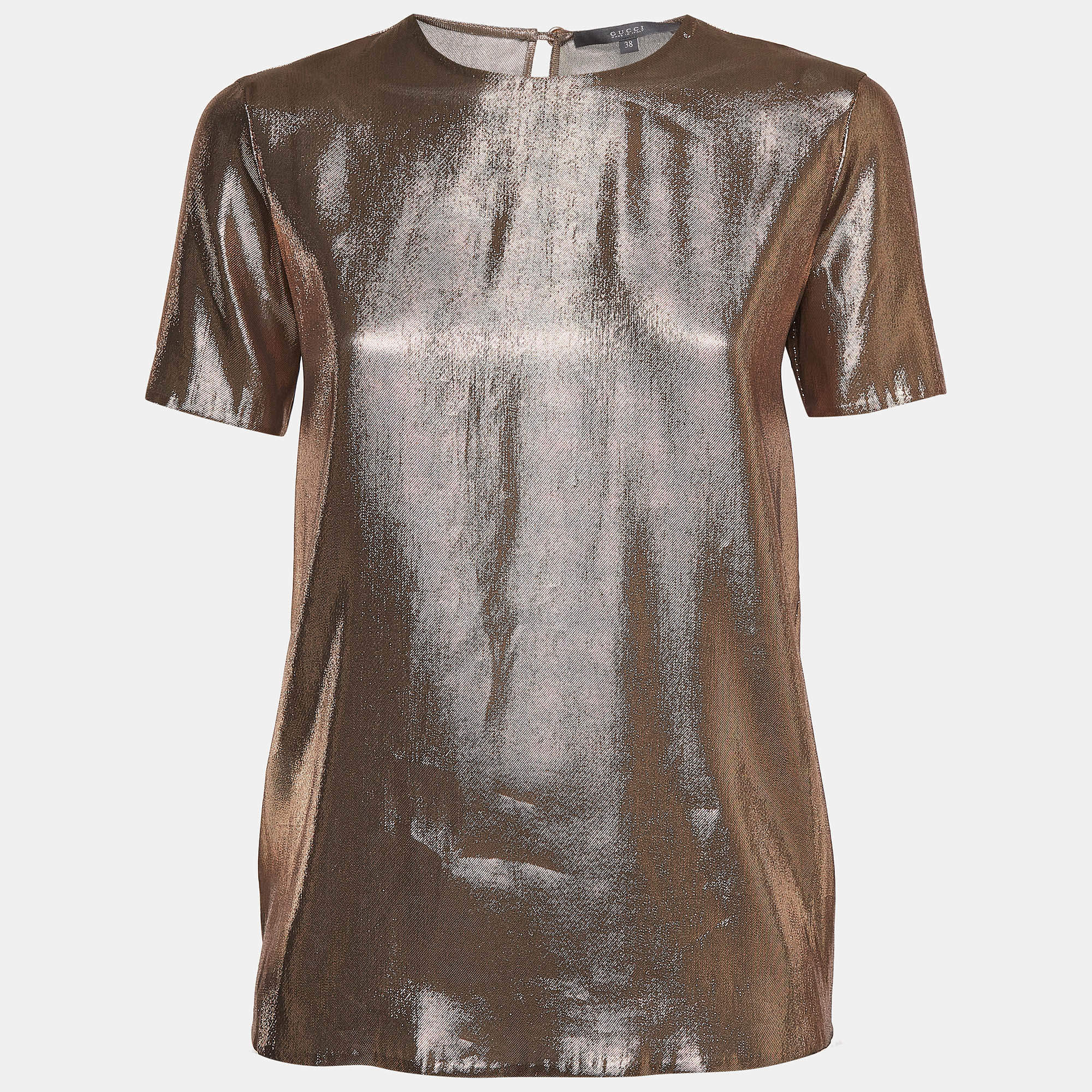Gucci Gold Silk Blend Lamé Top S
