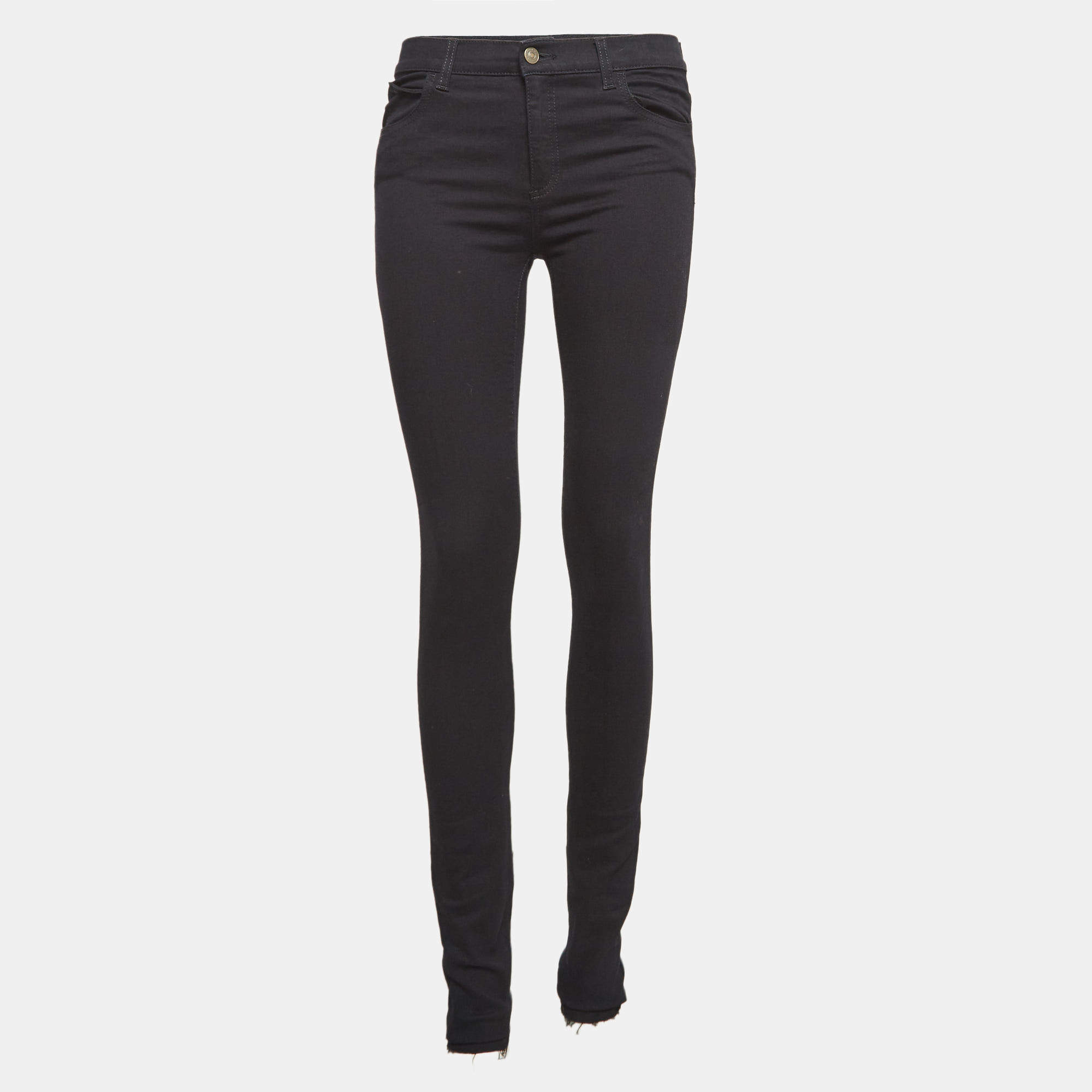 Pre Owned Gucci Black Tiger Applique Denim Skinny Jeans S Waist 26"