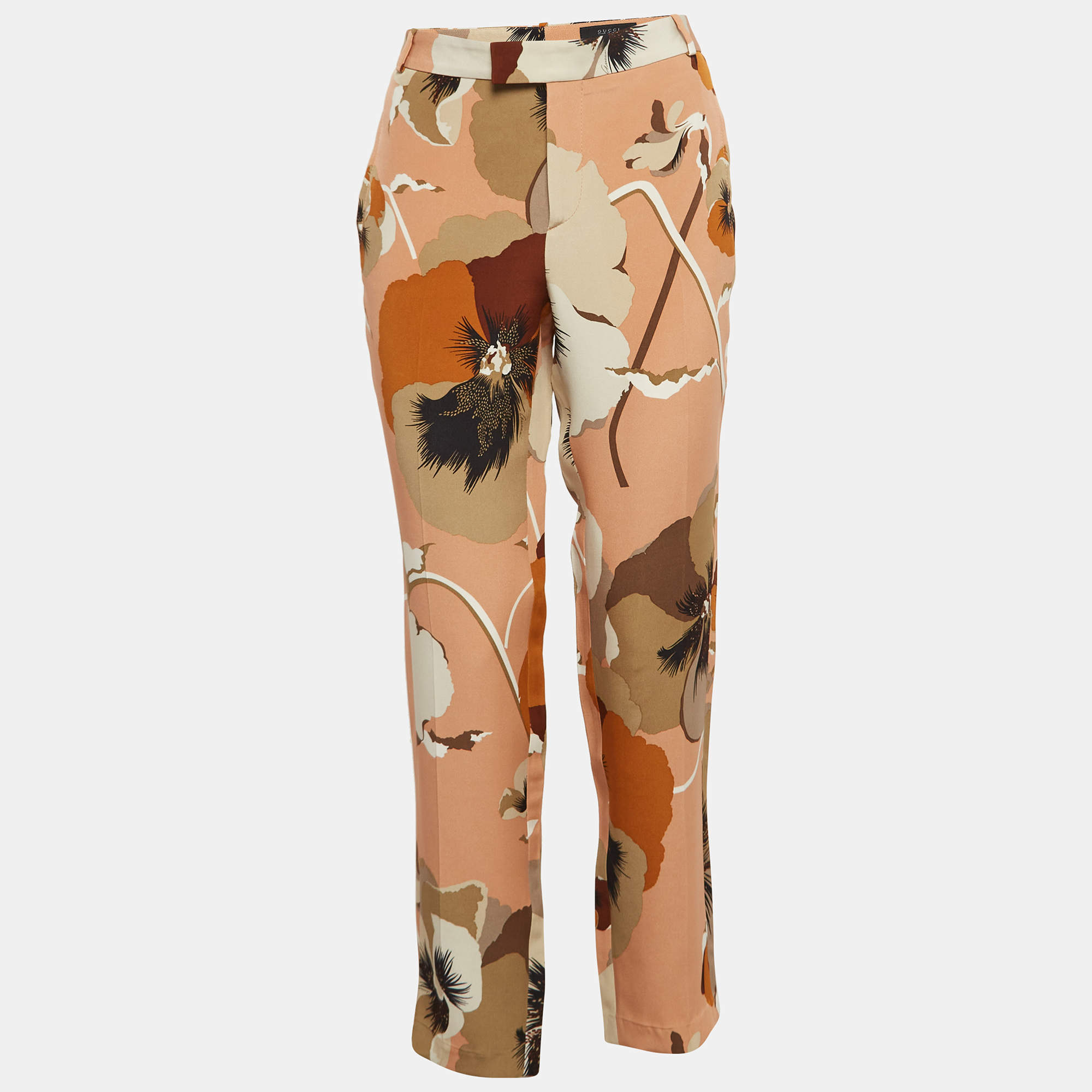 Gucci Pink Silk Printed Trousers M