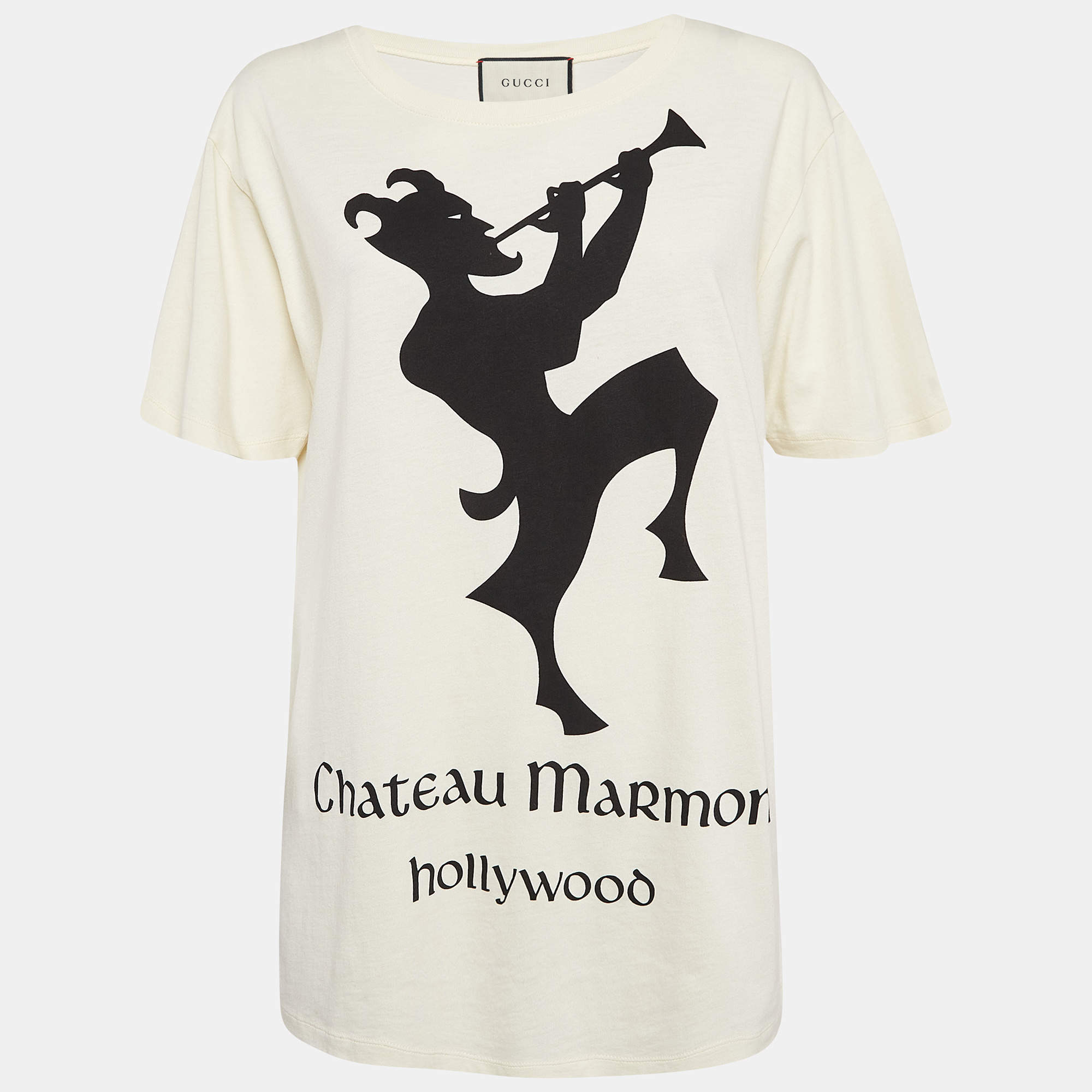 Gucci Cream Chateau Marmont Print Jersey T-Shirt S