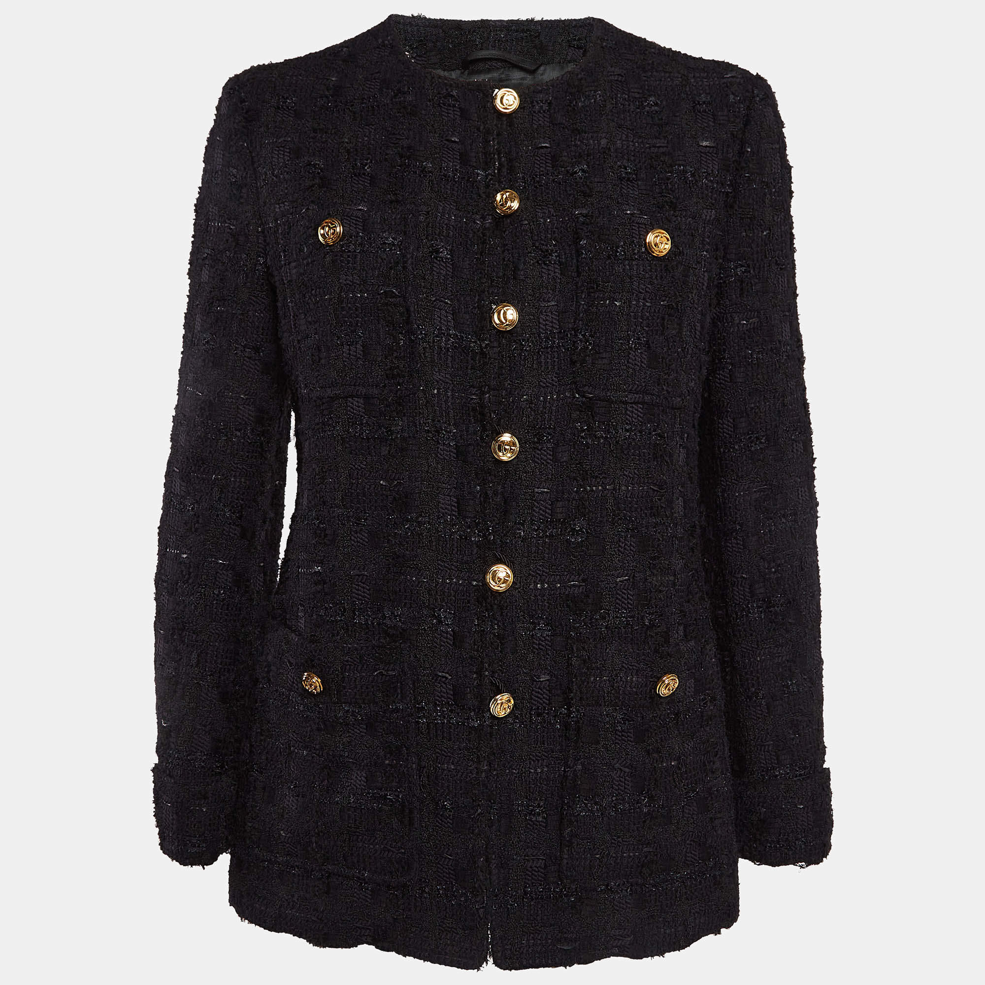 Gucci Black Tweed Button Front Jacket M