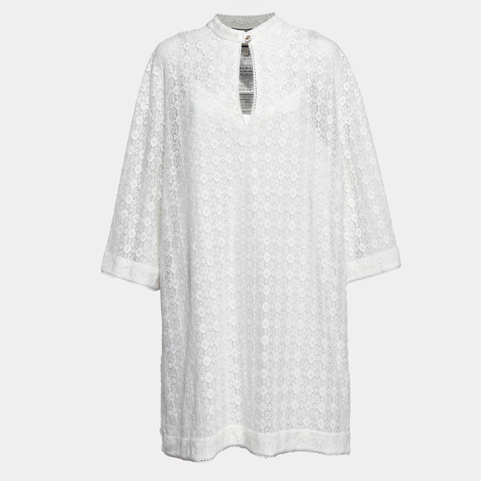 24AW new/GUCCI ウール混ブークレミニドレス MiniDress White 24AW new/GUCCI ウール混ブークレミニドレス MiniDress White