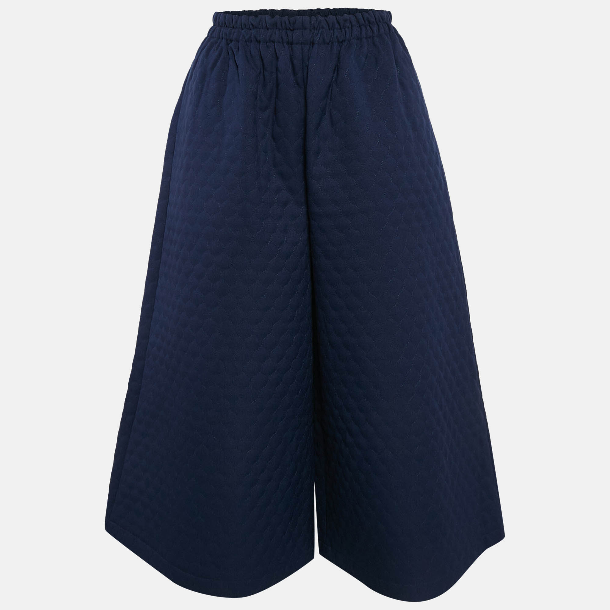 Pre Owned Gucci Navy Blue Quilted Crepe Culottes S 
