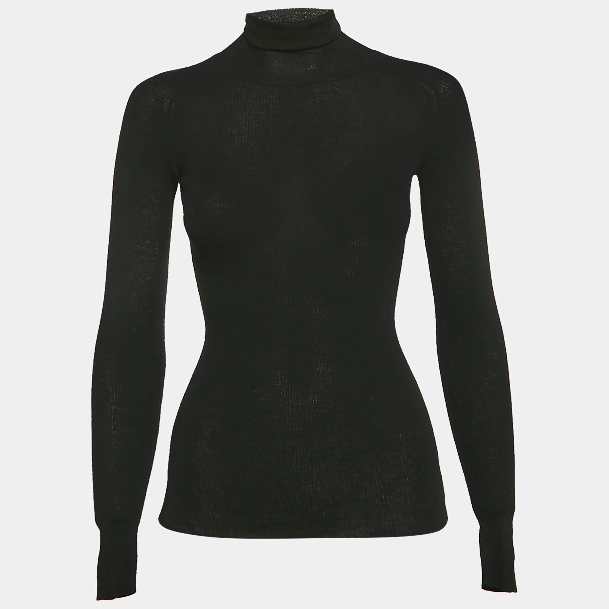 Pre Owned Gucci Black Rib Knit Turtle Neck Sweater S