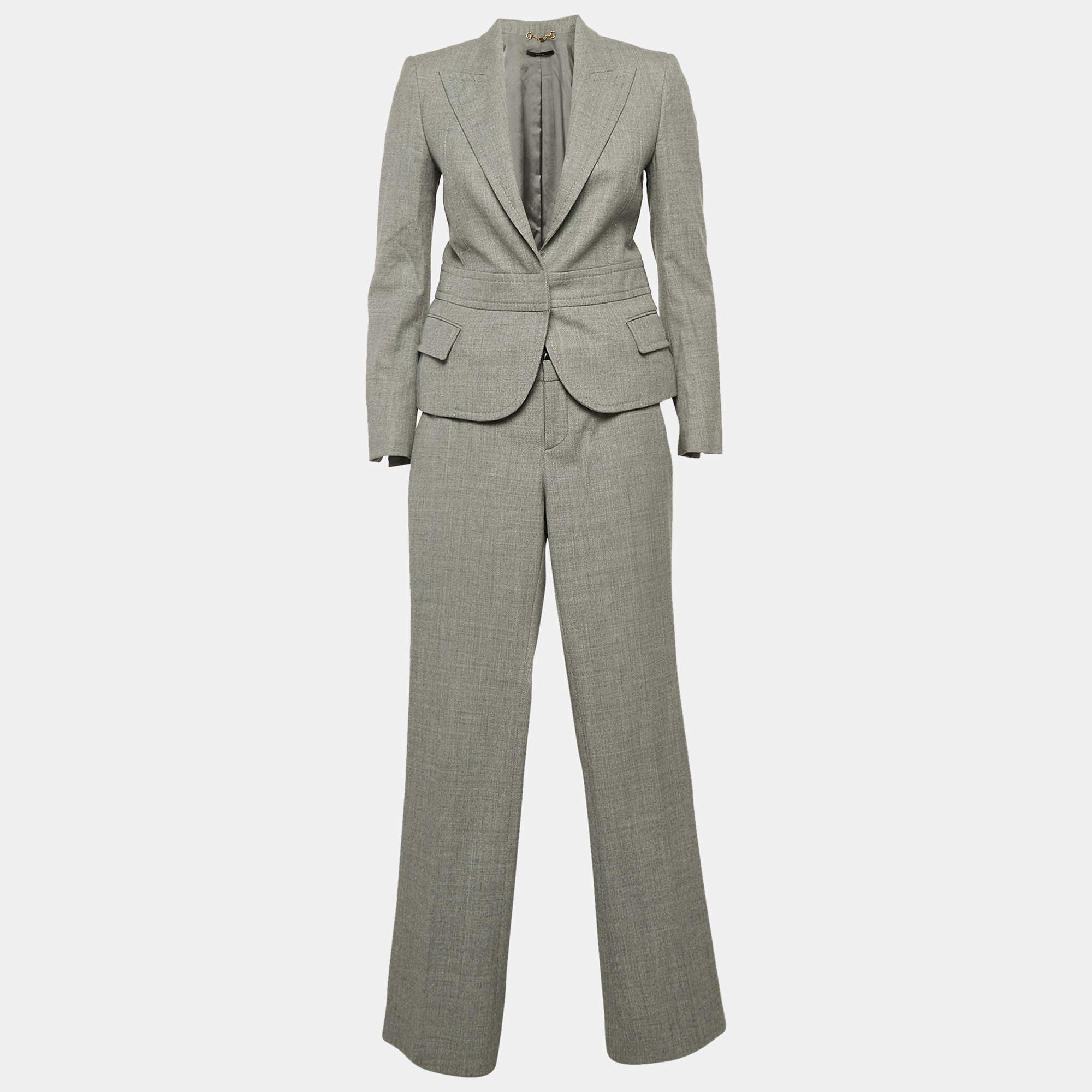 Gucci Grey Patterned Wool Single Breasted Suit Set S