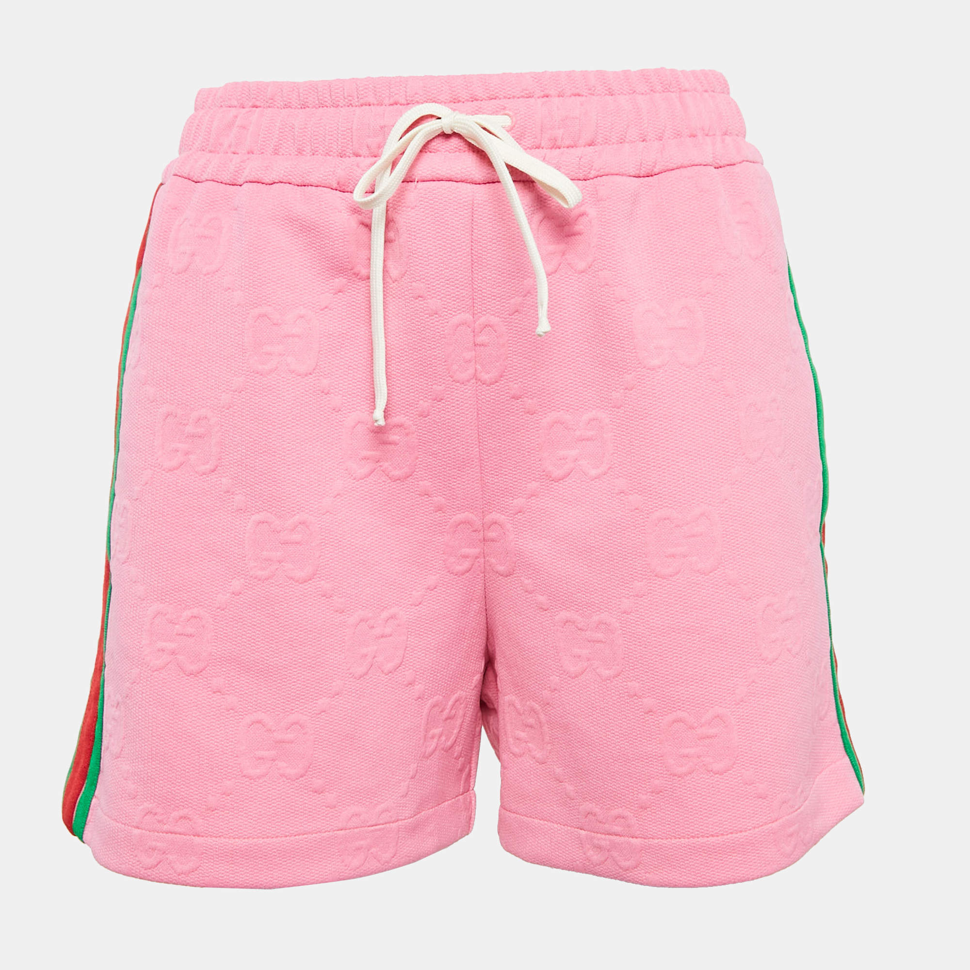 Gucci Pink GG Jacquard Jersey Web Stripe Shorts S