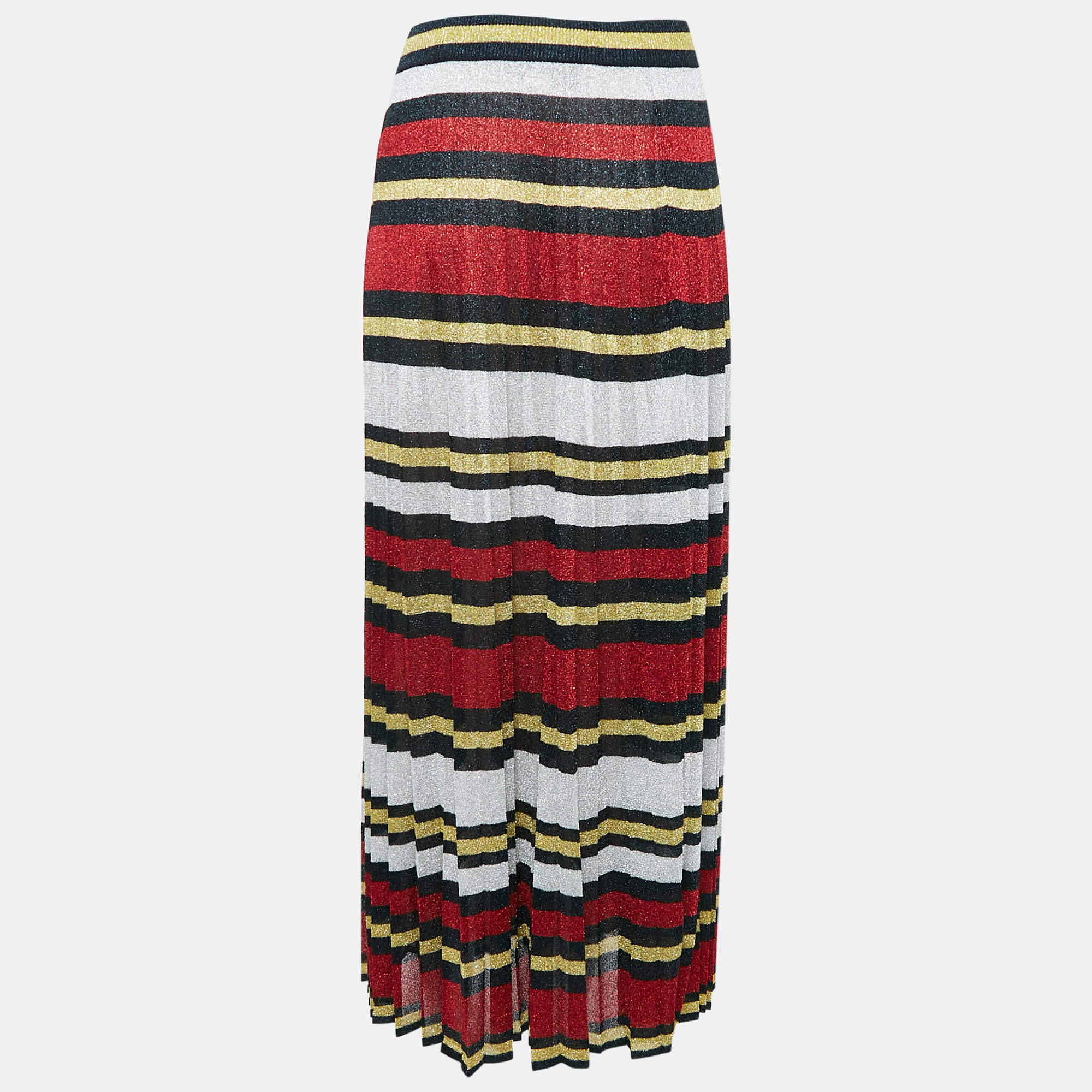 Gucci Multicolor Strip Lurex Knit Maxi Skirt M
