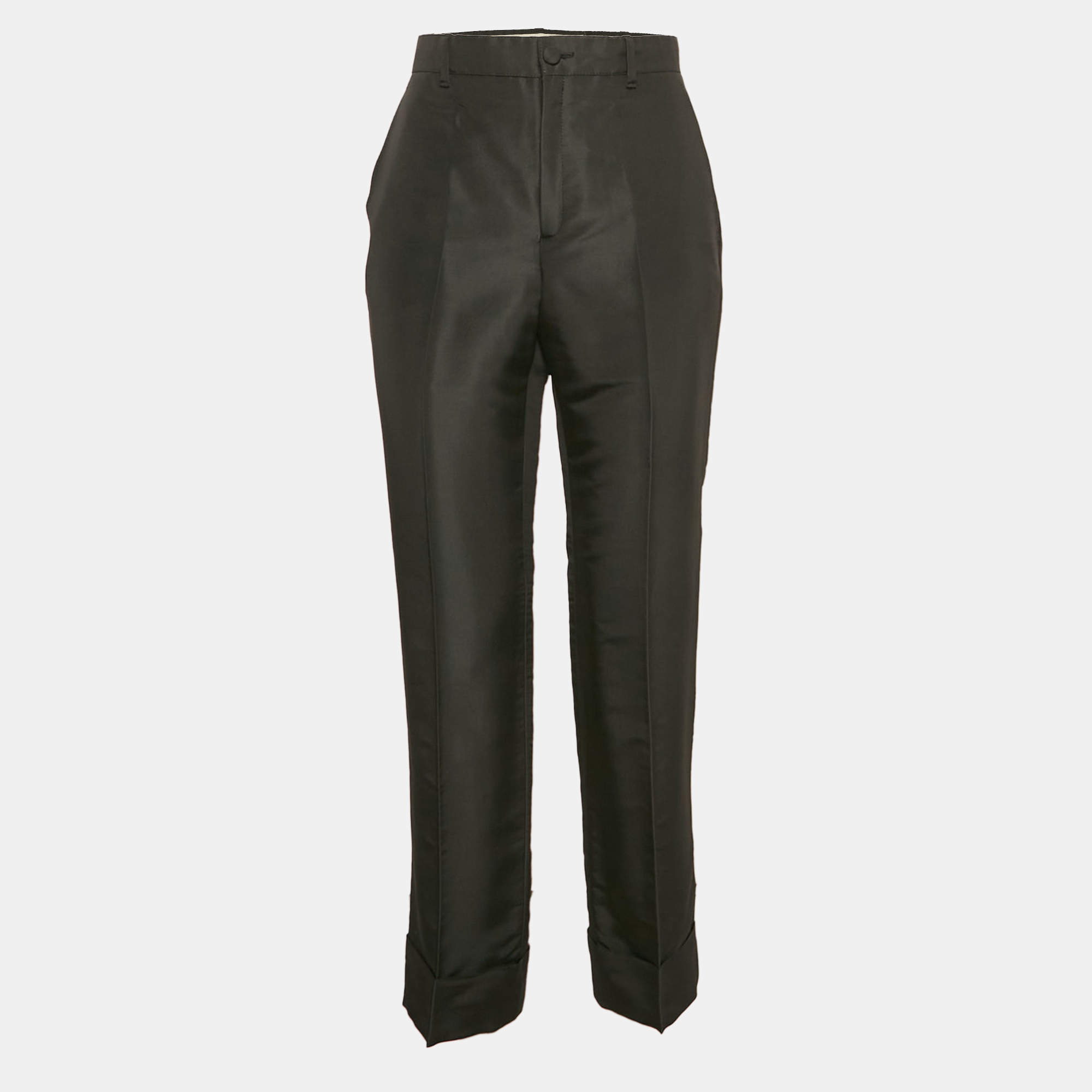Gucci Black Silk Straight -Leg Trousers S