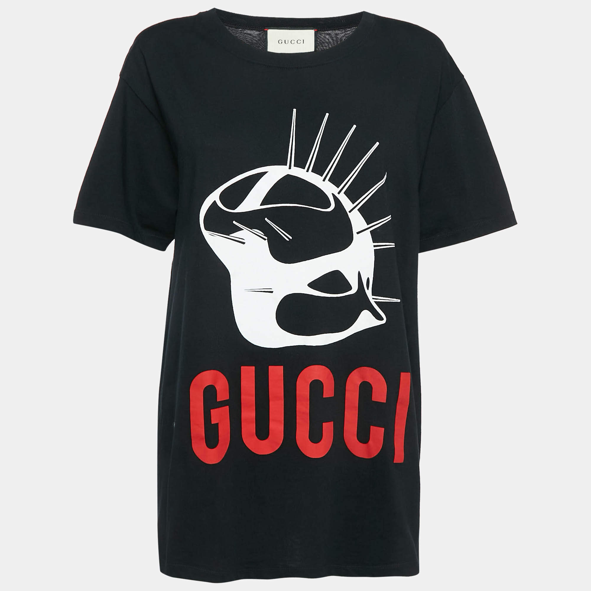 Gucci Black Manifesto Mask Print Cotton Crew Neck T-Shirt M
