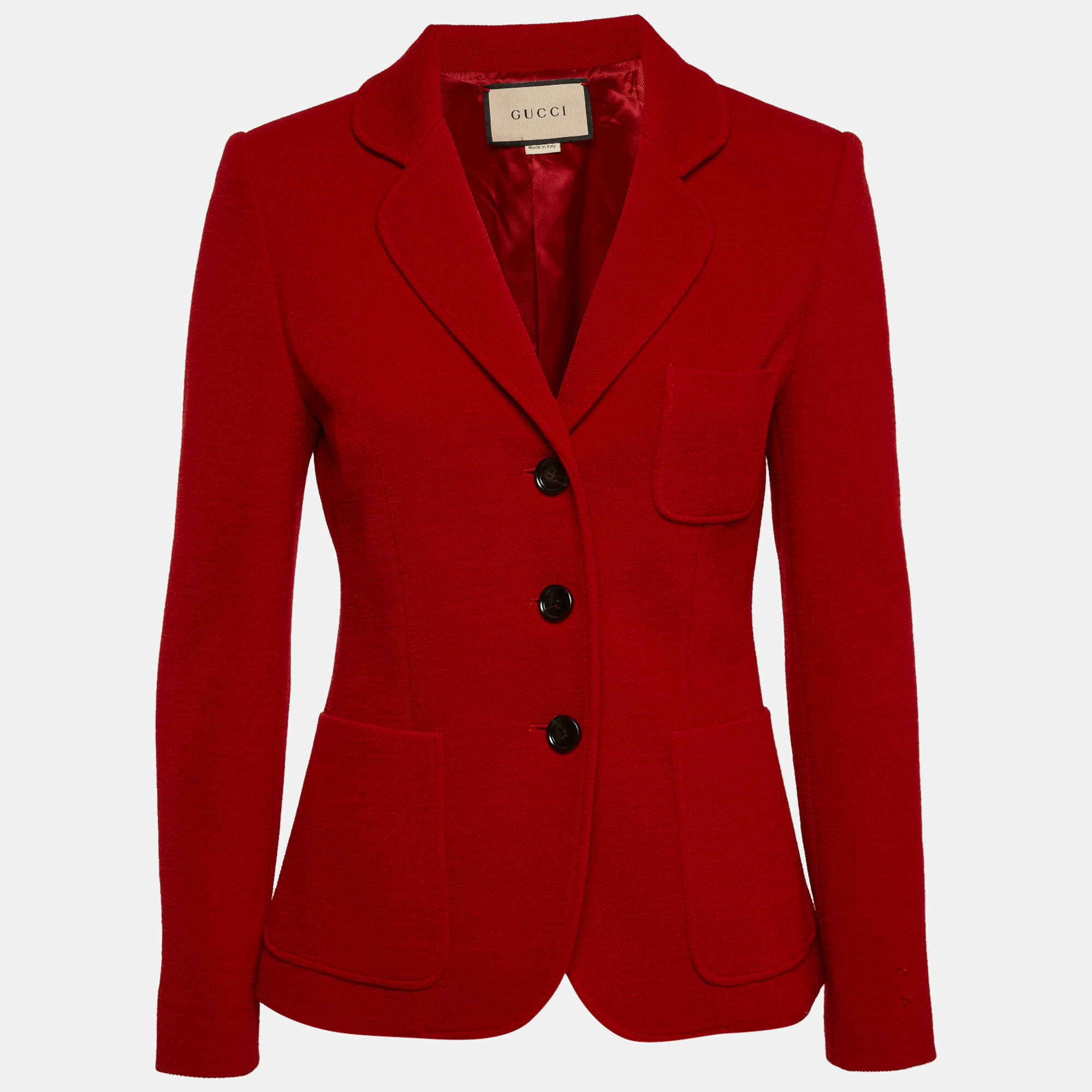 Gucci Red Wool Regular Fit Single Breasted Blazer S
