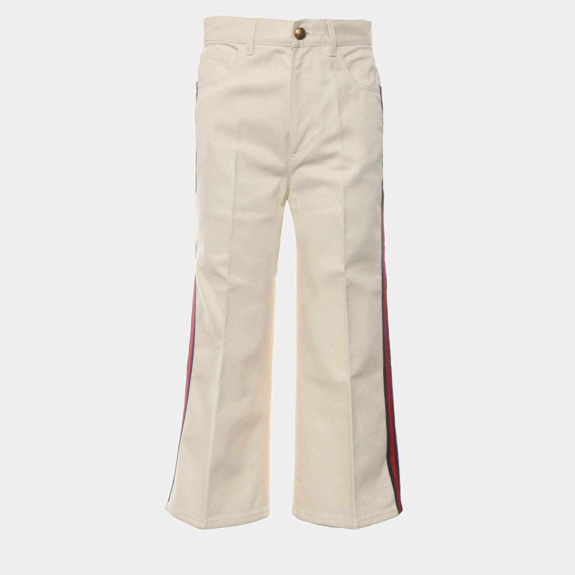 Gucci Beige Cotton Denim Jeans Waist Women 26