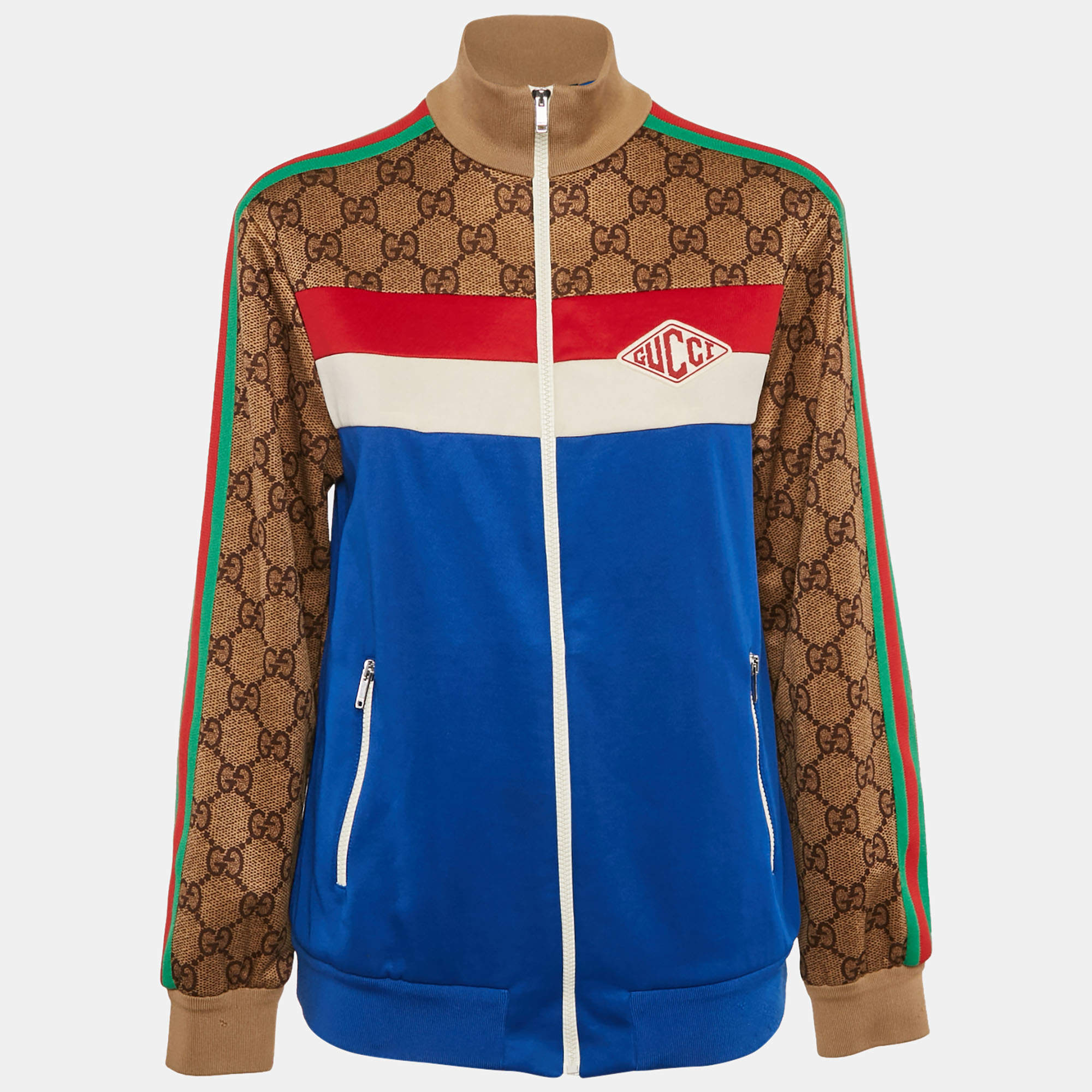 Gucci Blue/Brown GG Print Technical Jersey Blouson S