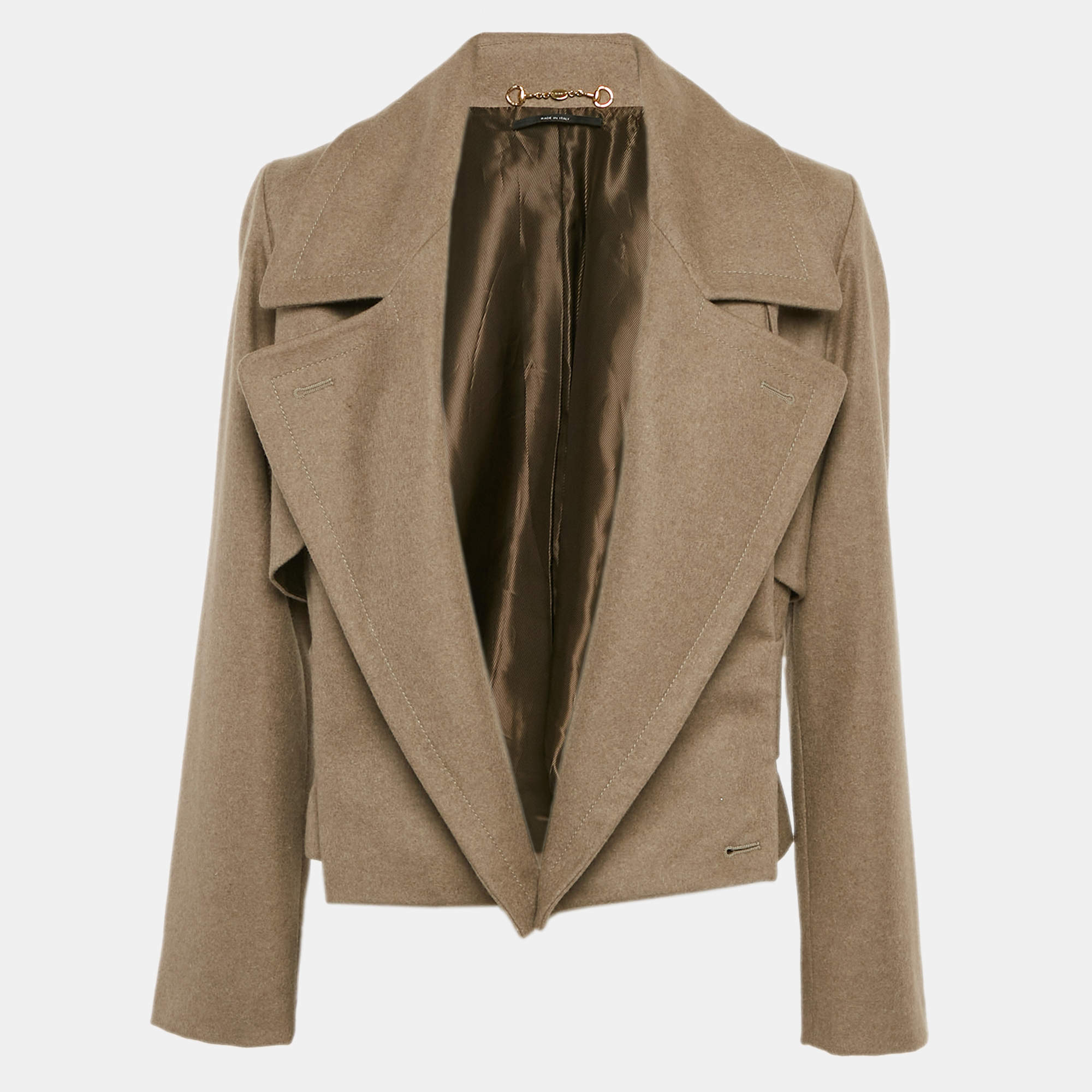 Gucci Green Felt Wool Lapel Collar Jacket S