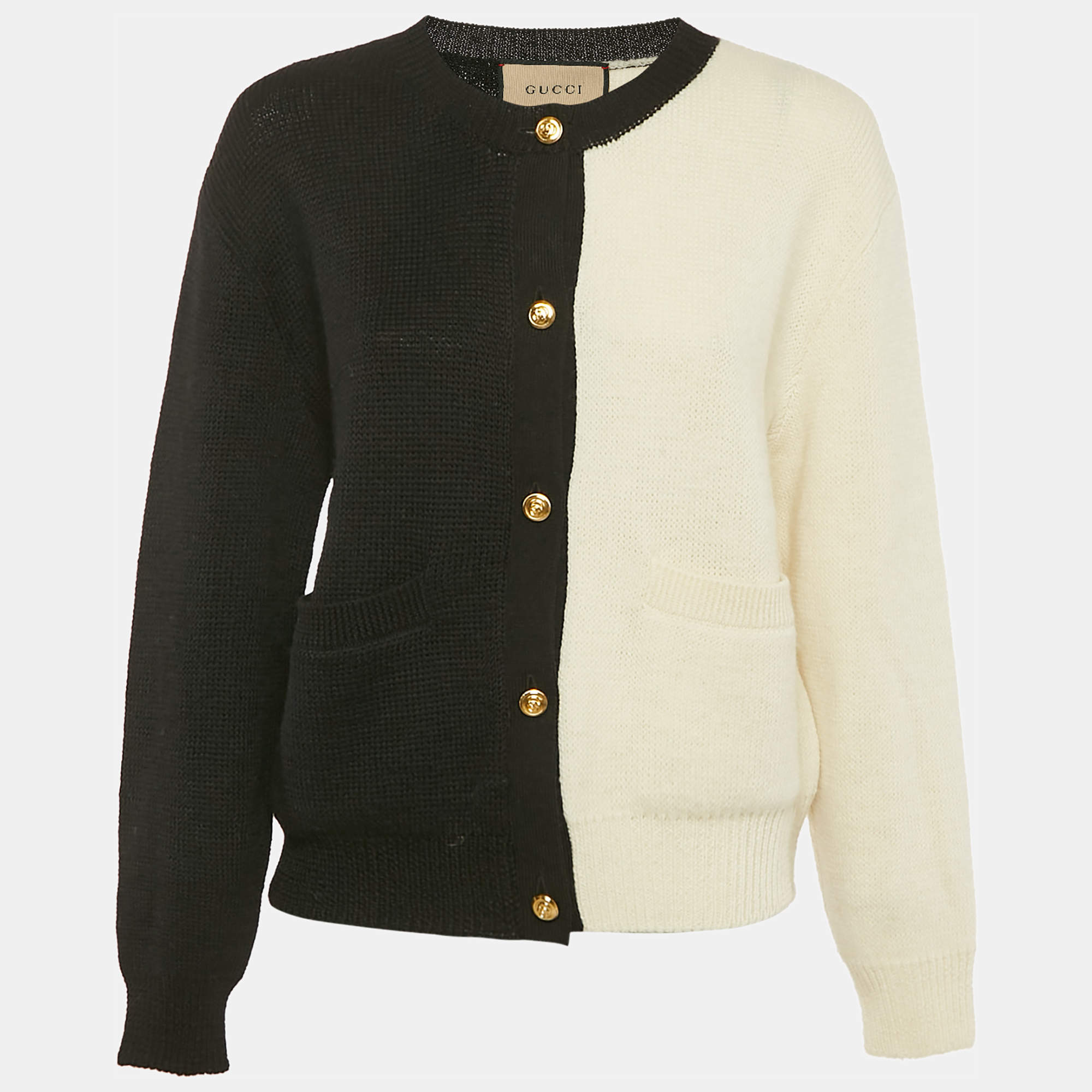 Gucci Black/White Monochrome Button Front Cardigan S