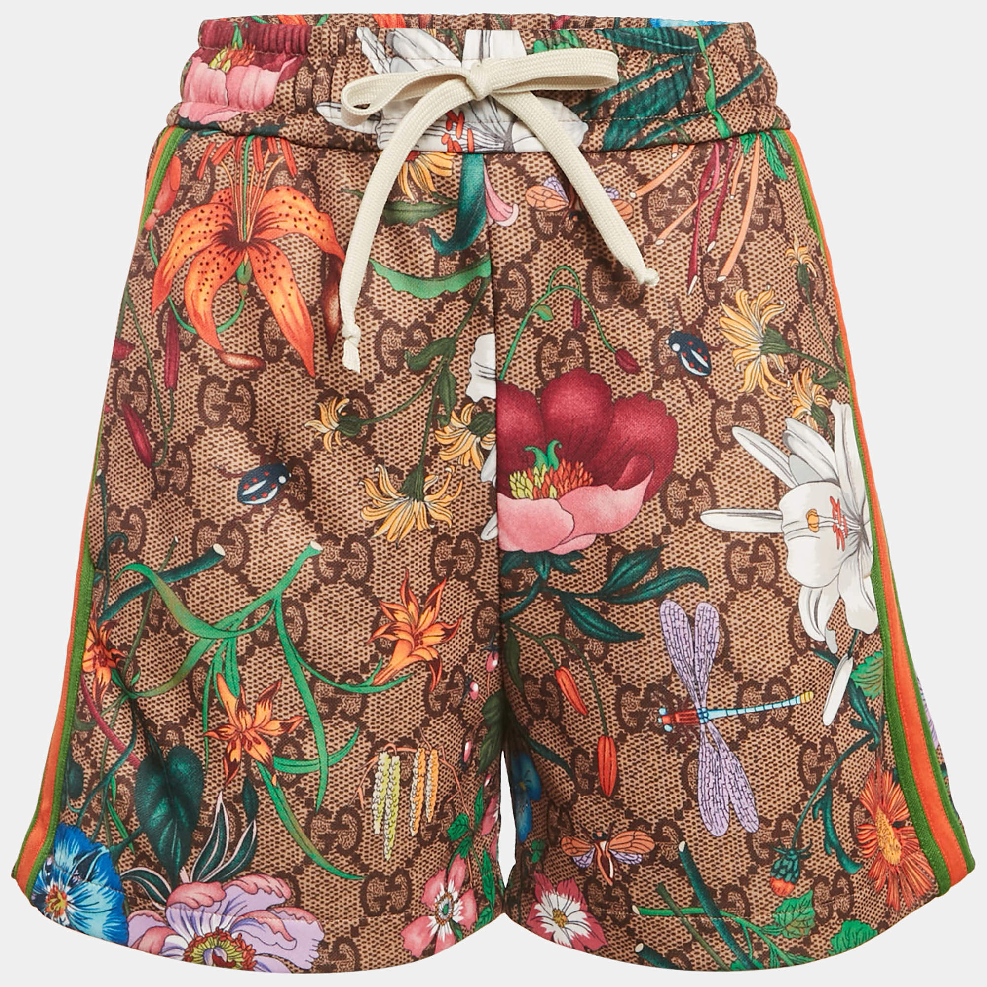 Gucci Brown GG Supreme and Floral Print Jersey Shorts XS