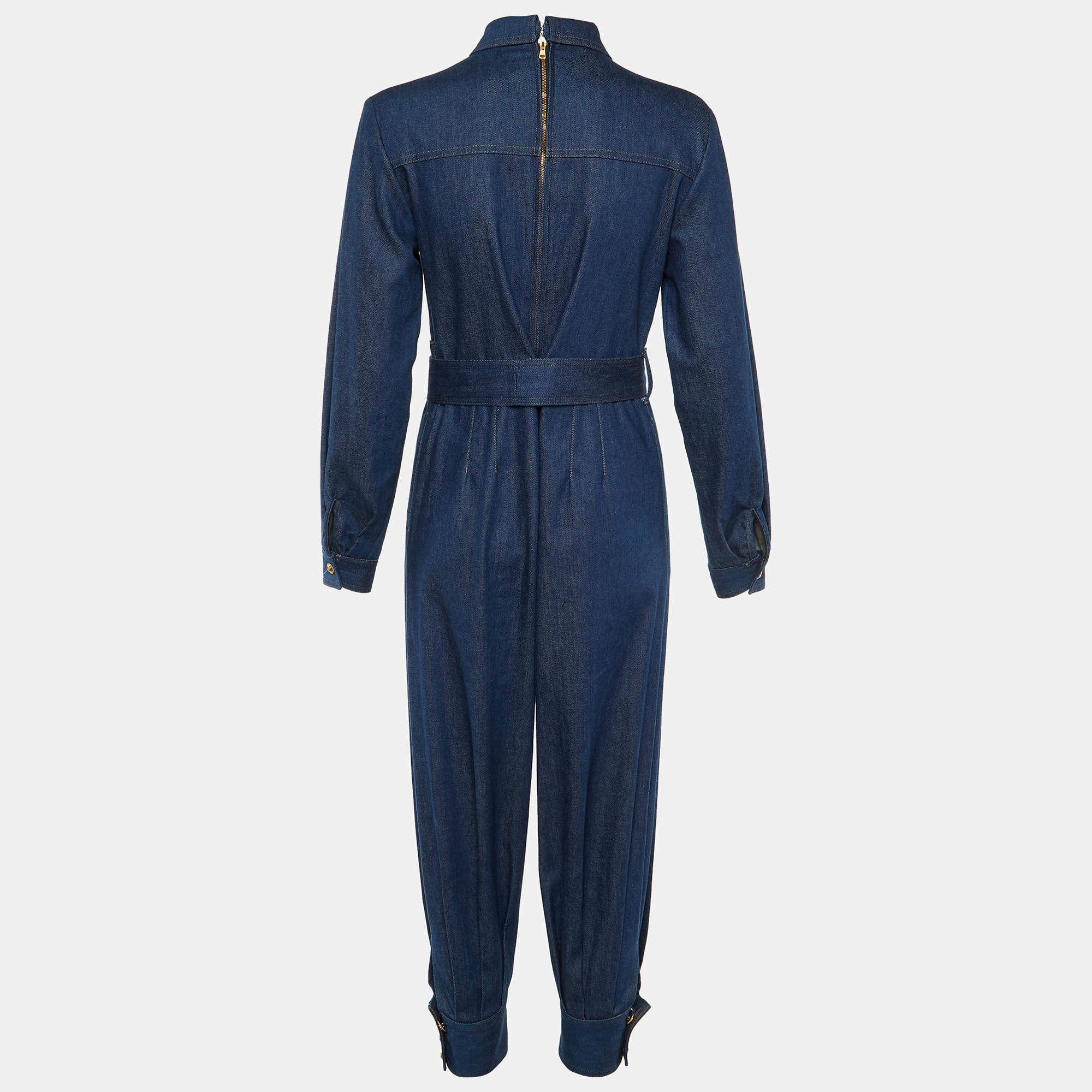 Gucci Blue Denim Belted Jumpsuit S
