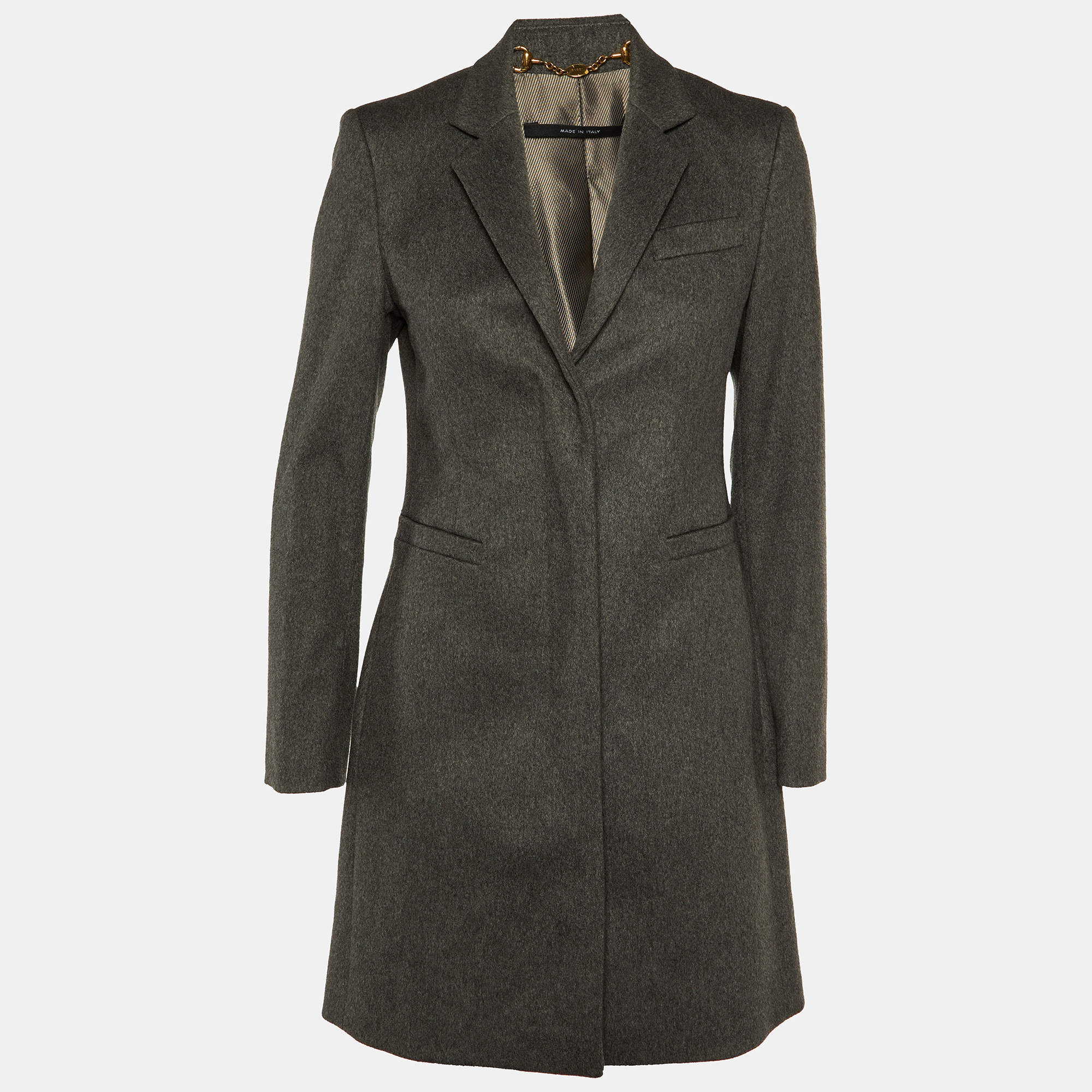 Gucci Grey Wool Mid Length Coat M