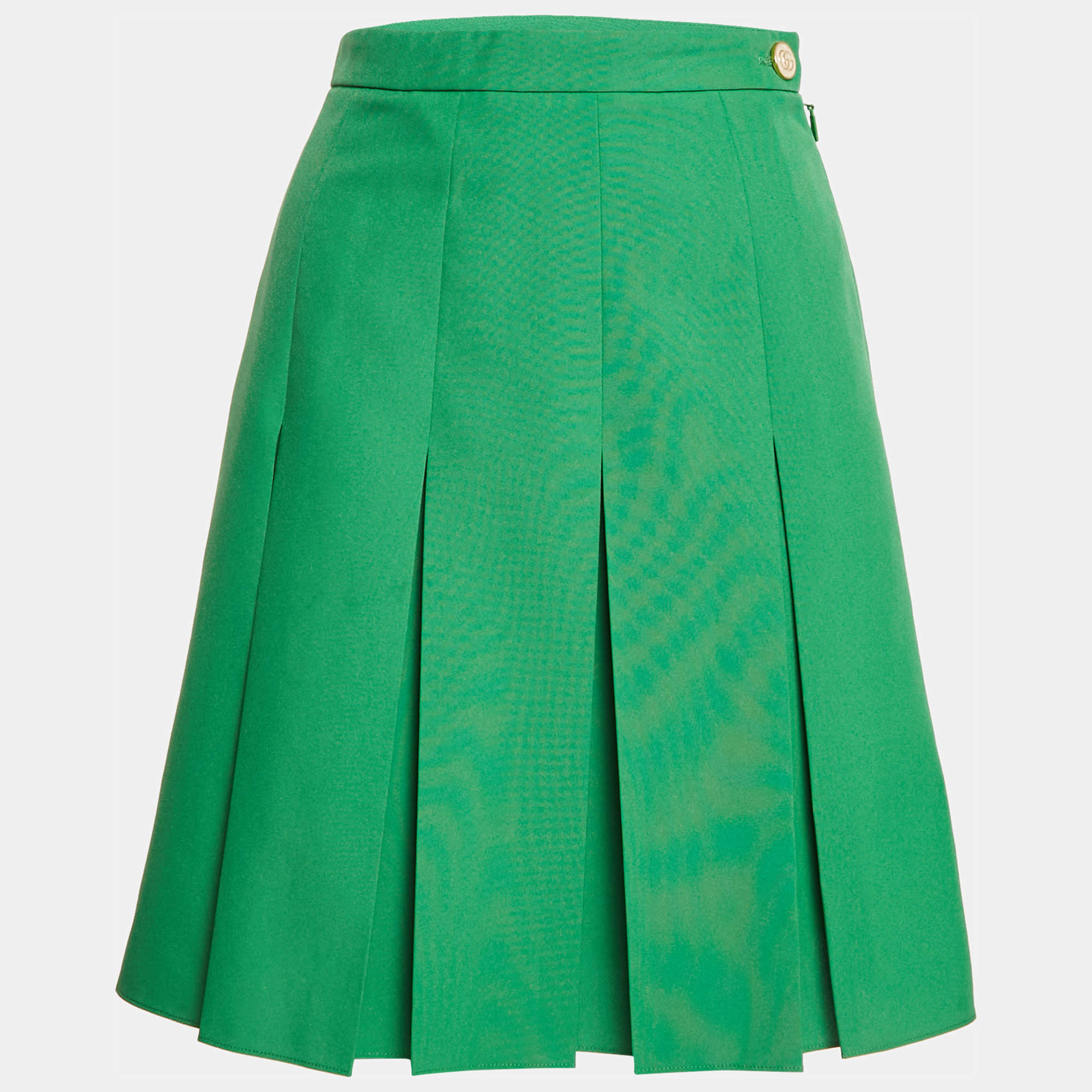 Pre Owned Gucci Green Crepe Pleated Short Skirt M