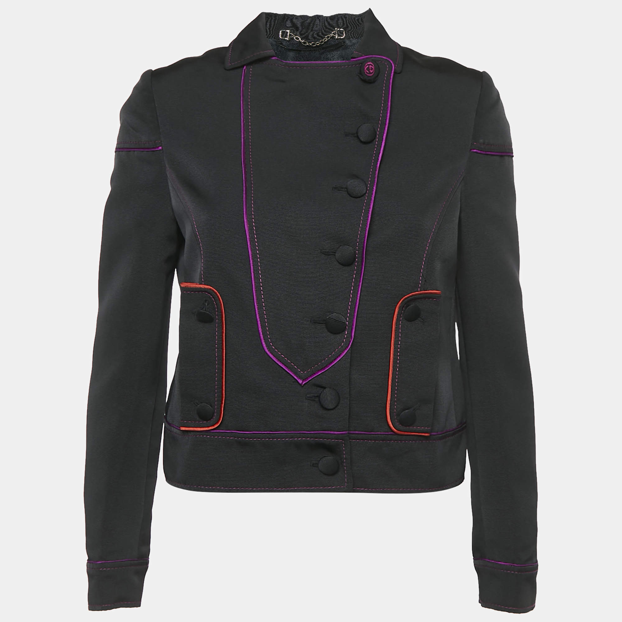 Gucci Black Silk Blend Button Front Blazer M