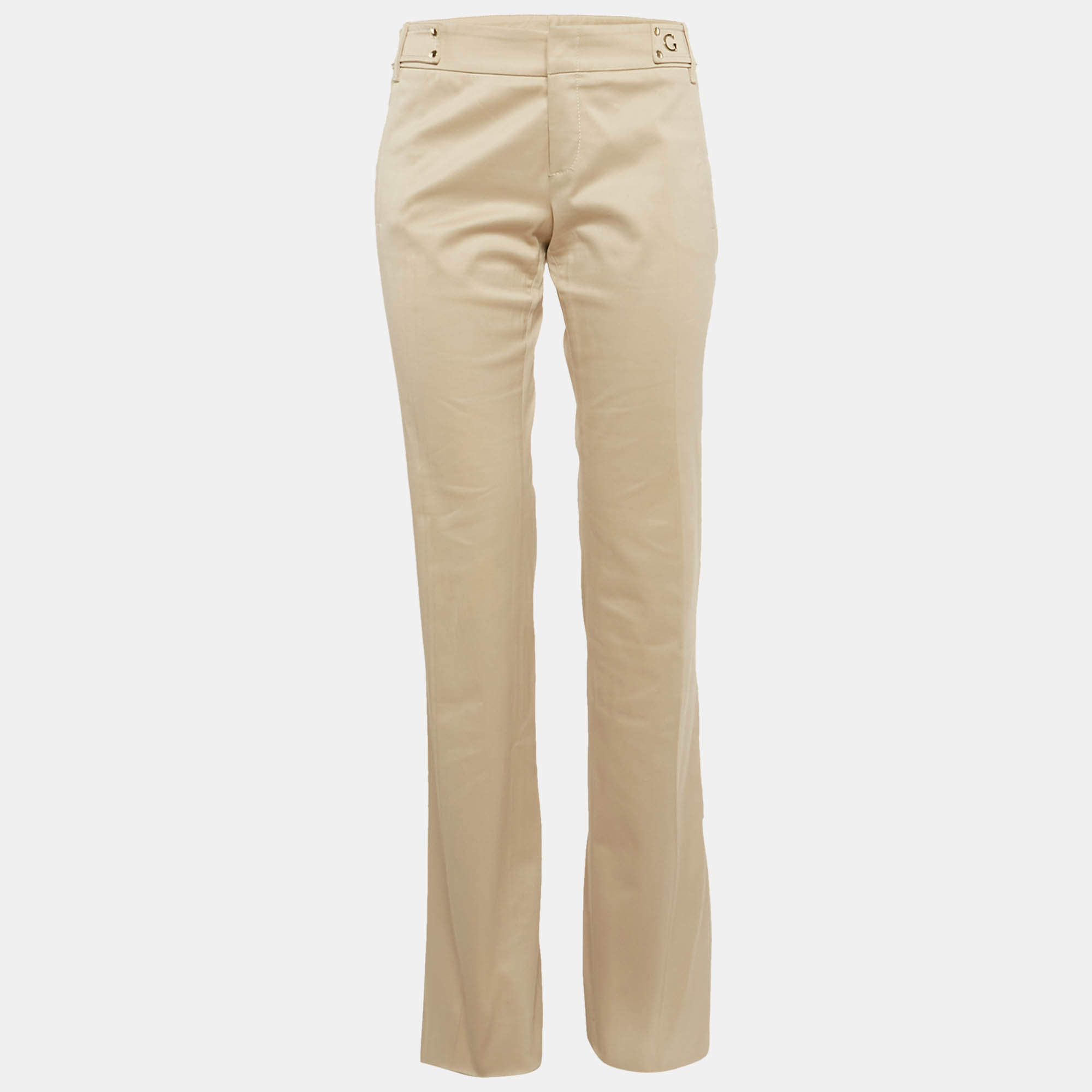 GUCCI Beige drill cotton pants with bit detail