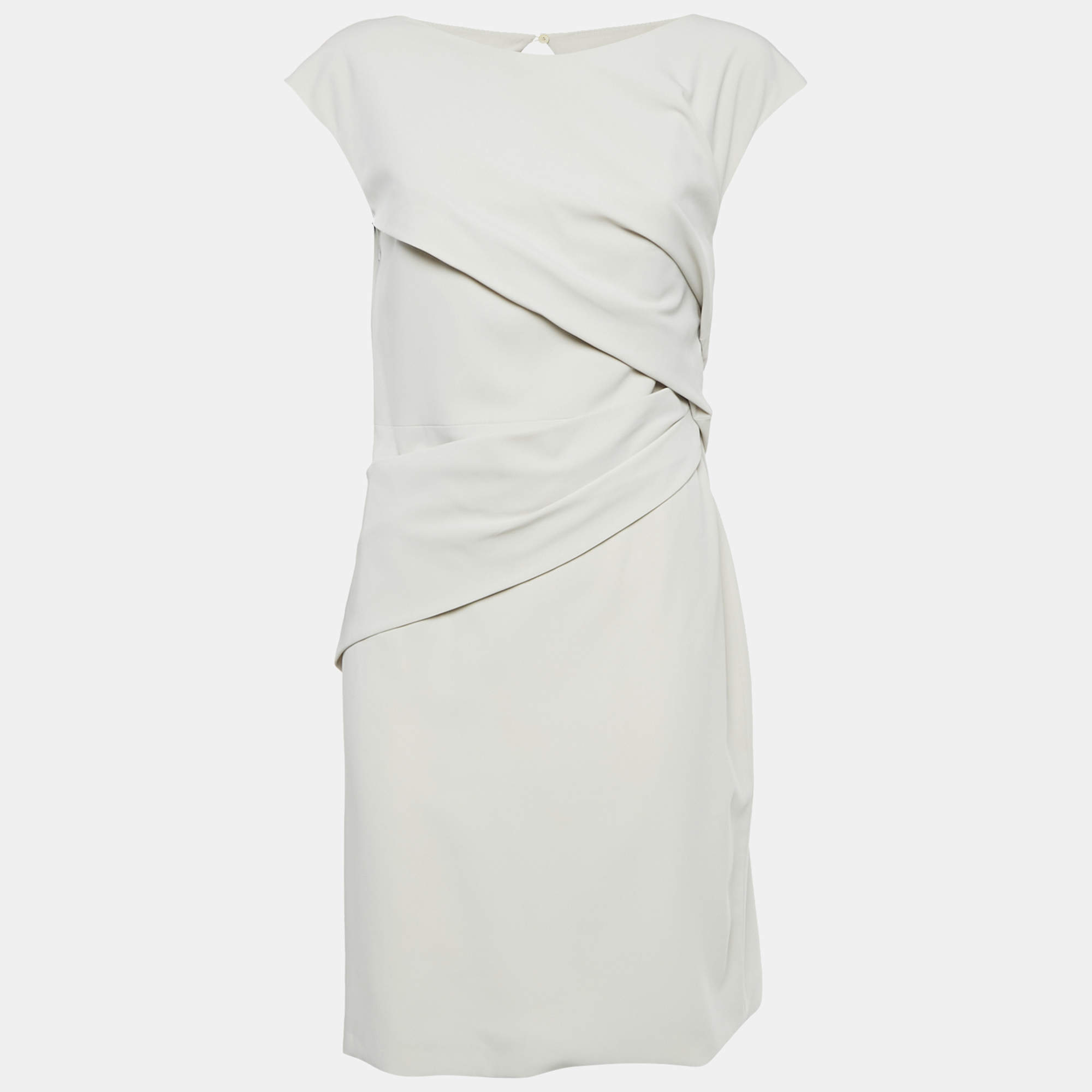 Pre Owned Gucci Beige Stretch Crepe Draped Mini Dress M