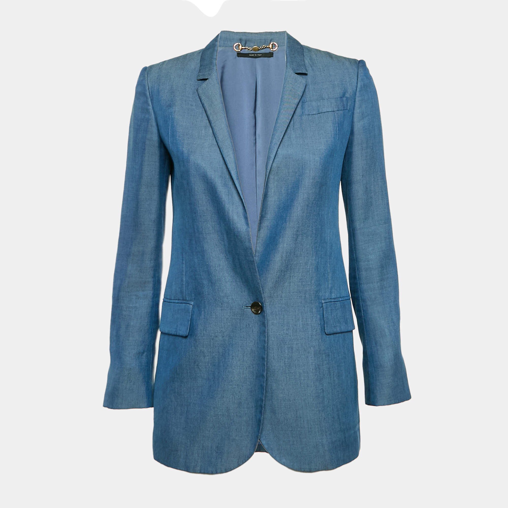 Gucci Blue Crepe Single Breasted Blazer M