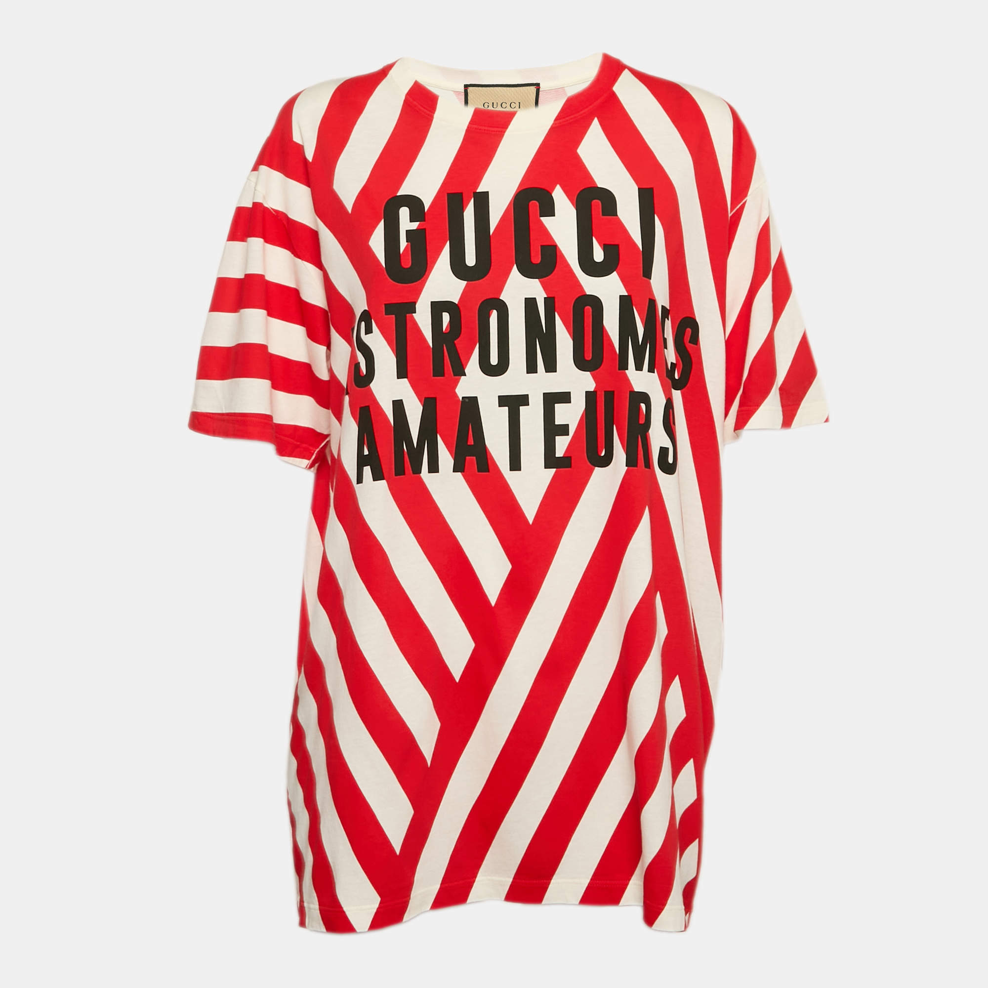 Gucci Red/White Striped Jersey T-Shirt L