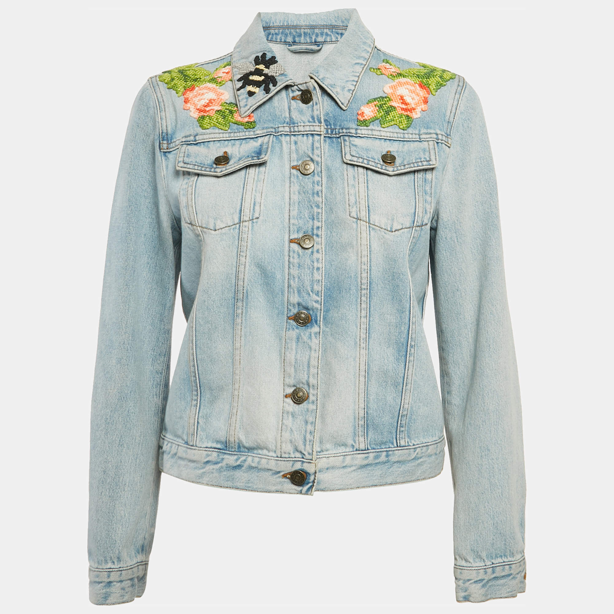 Gucci Blue Denim Blind For Love Applique Jacket M
