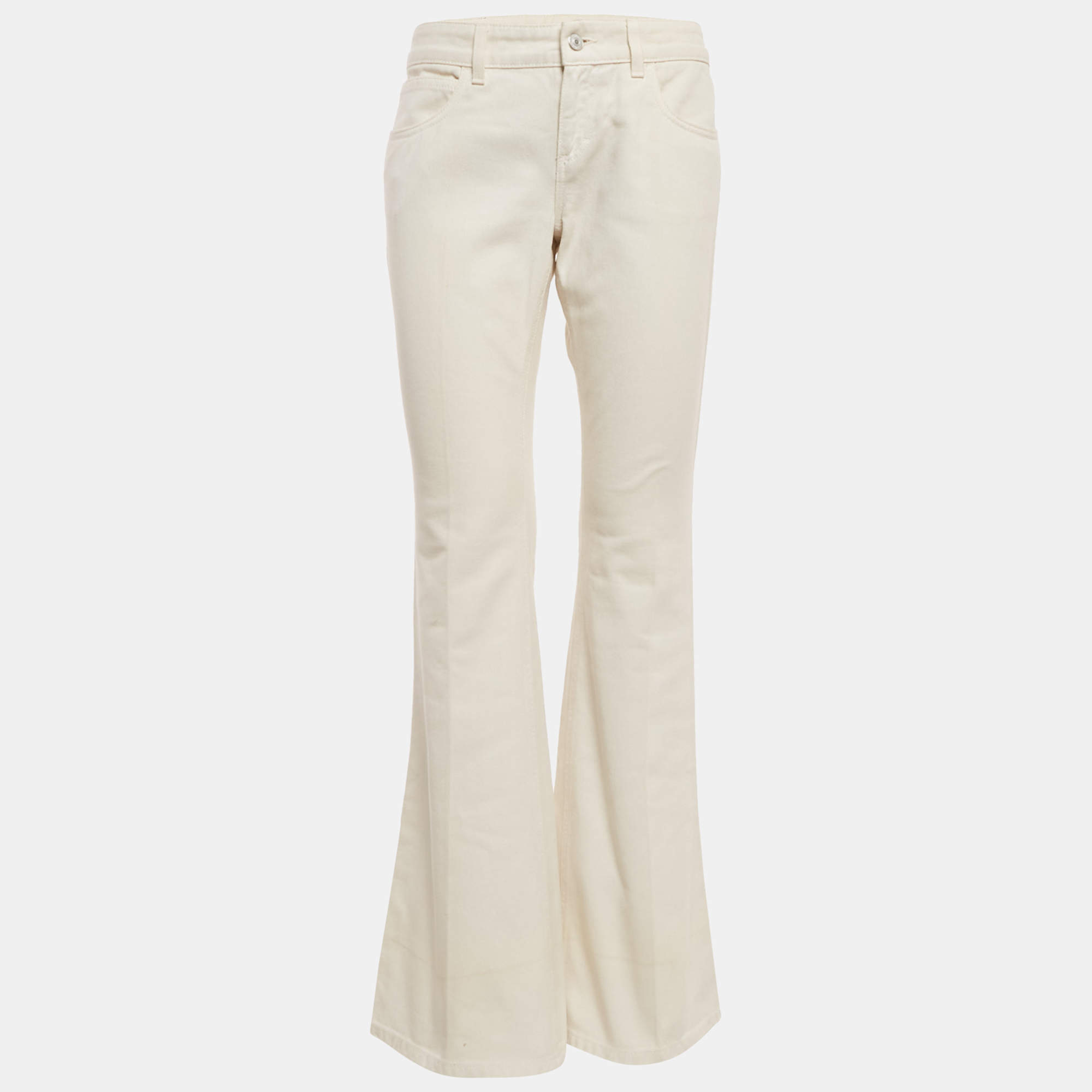 مملوكة مسبقًا Gucci White Denim Flared Jeans M Waist 30"
