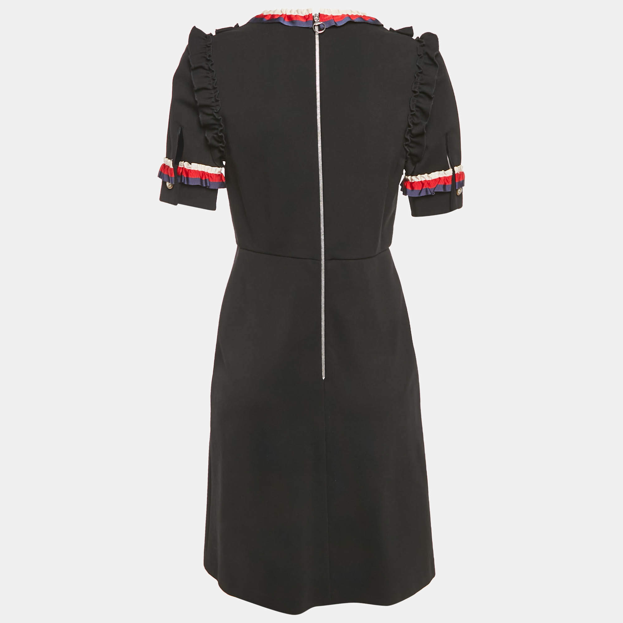 Gucci★素敵！Black Viscose Tunic Straight Stretch Dress Stretch viscose lace dress in black | GUCCI® MX