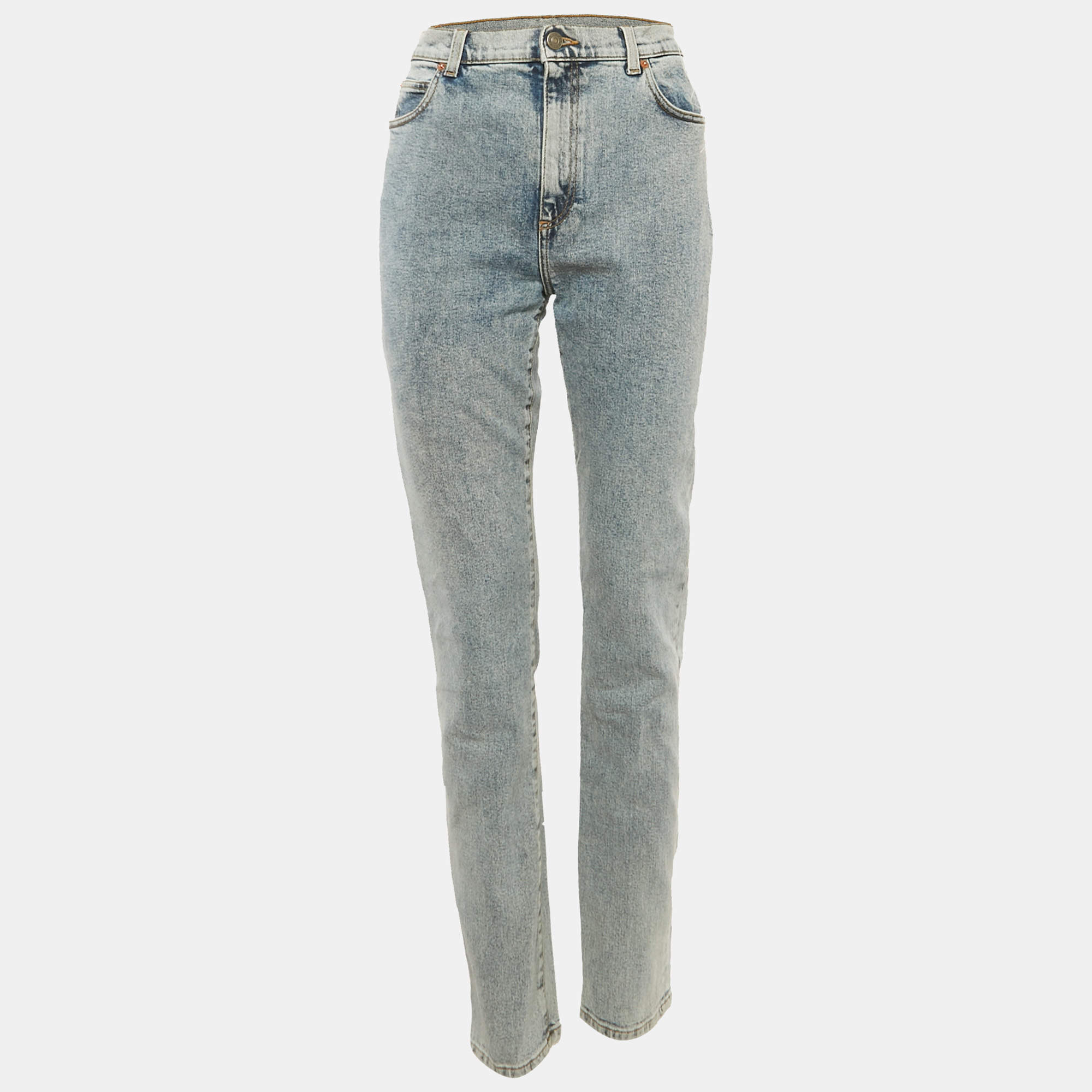 Gucci Blue Washed Denim High Rise Jeans L Waist 33"