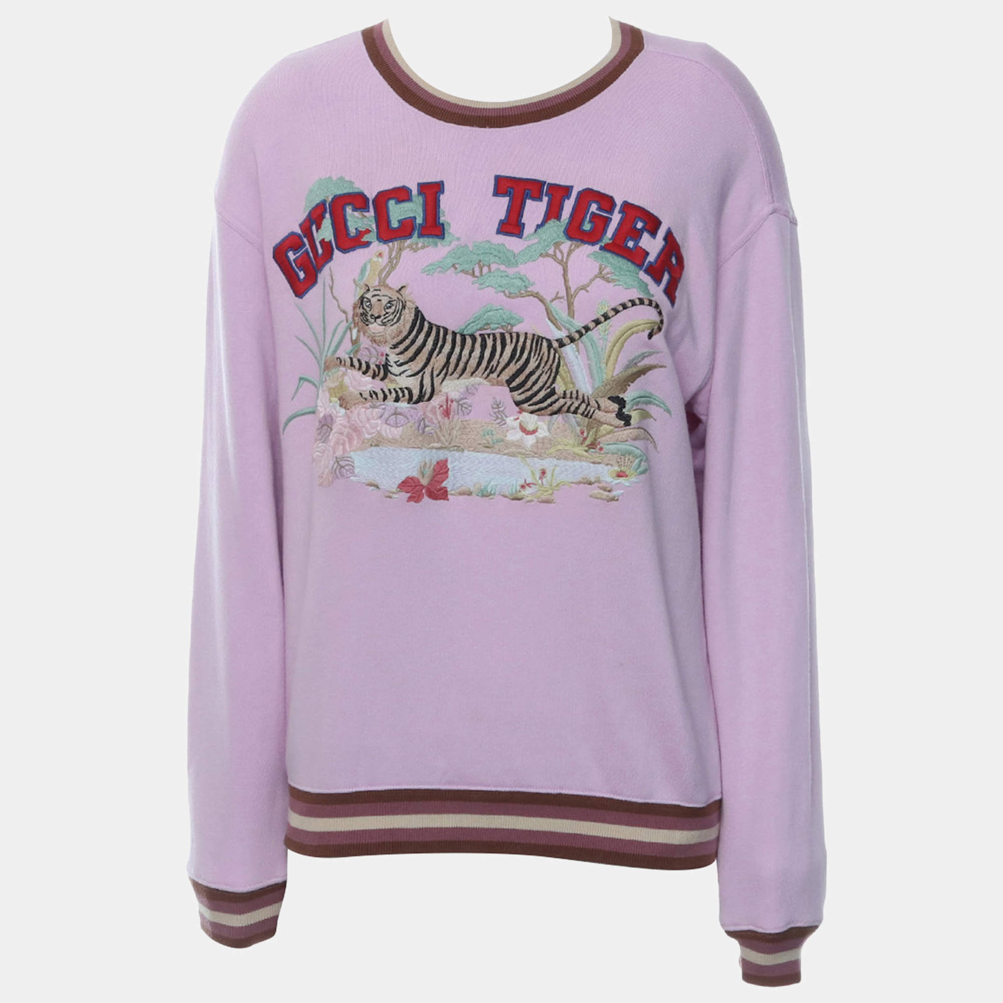 Pre Owned Gucci Tiger Embroidered Sweater