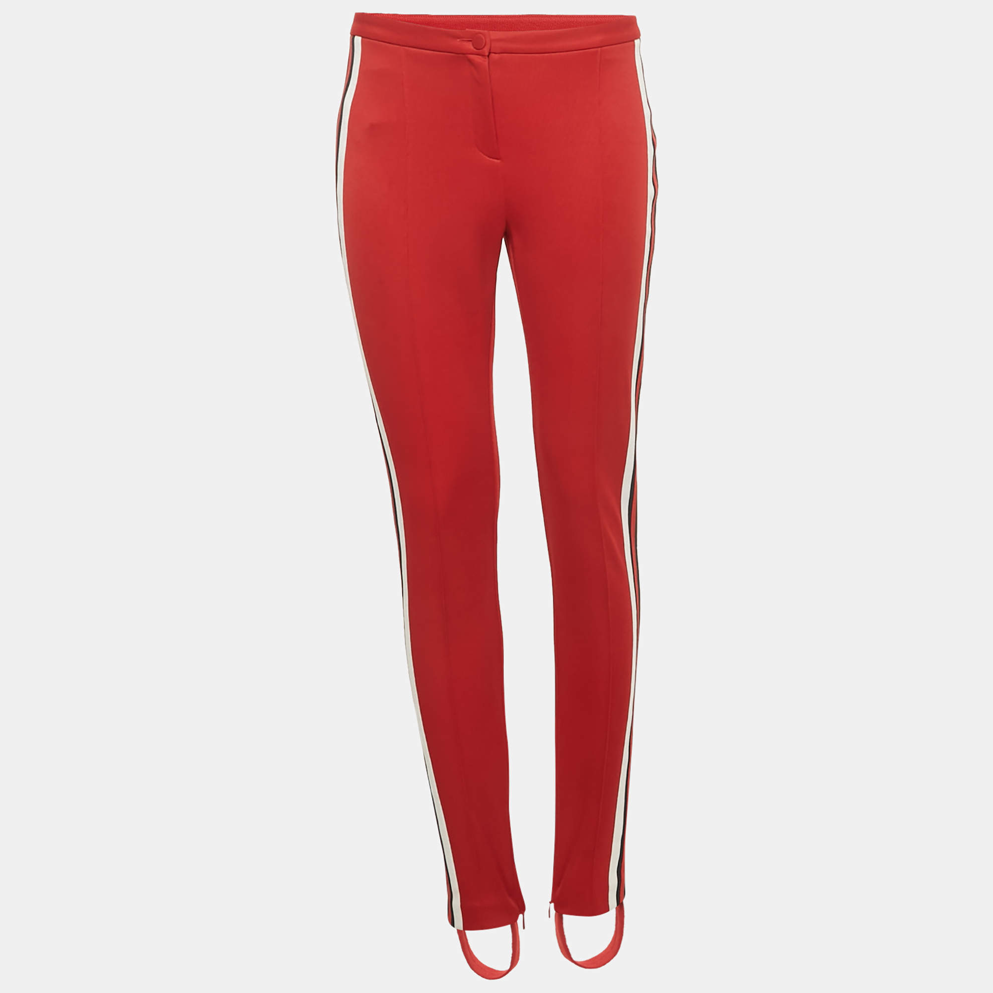 Pre Owned Gucci Red Jersey Striped  Sylvie Web Stirrup Pants S