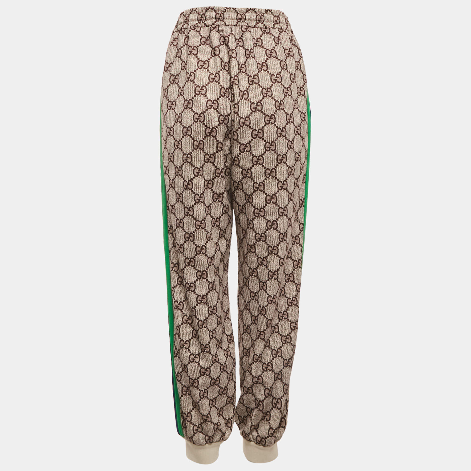 GUCCI used. LINE pants Sサイズ Gucci Brown Interlocking Logo Jersey Side Stripe & Button