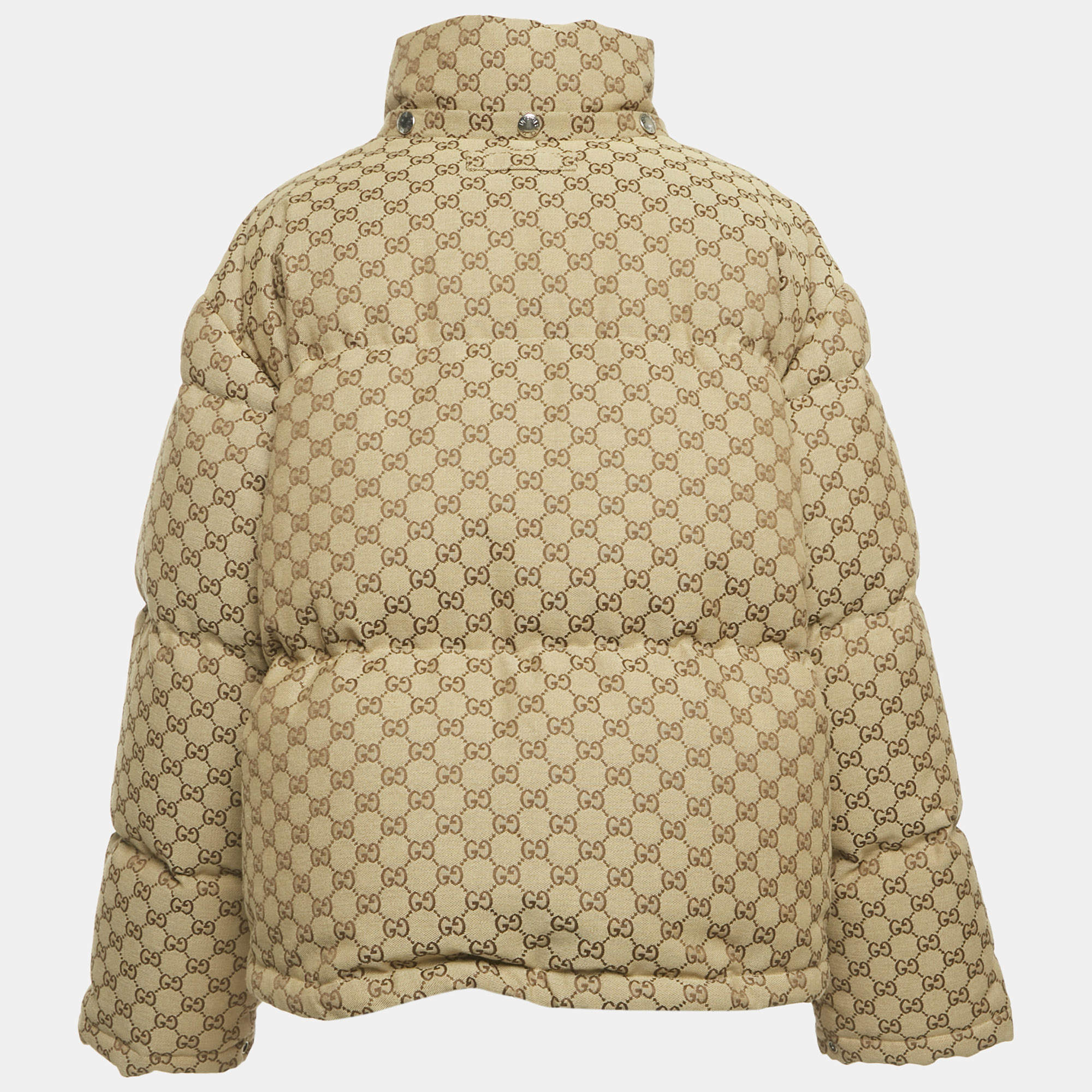 ジャケット GUCCI Women Jackets 828105Z8BZX 2071 BEIGE Gucci Brown/Beige GG Canvas Leather Detailed Jacket S Gucci