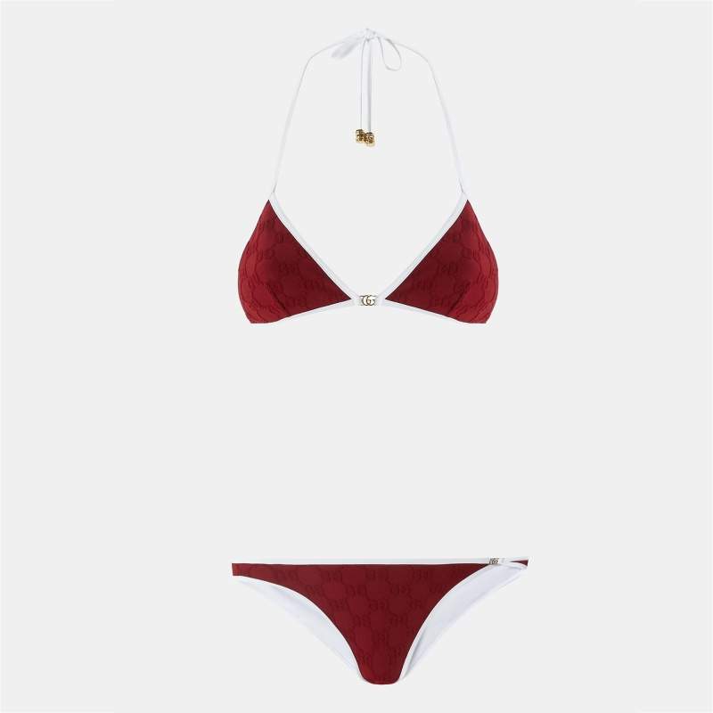 Pre Owned Gucci Red GG Terry Bikini Set S