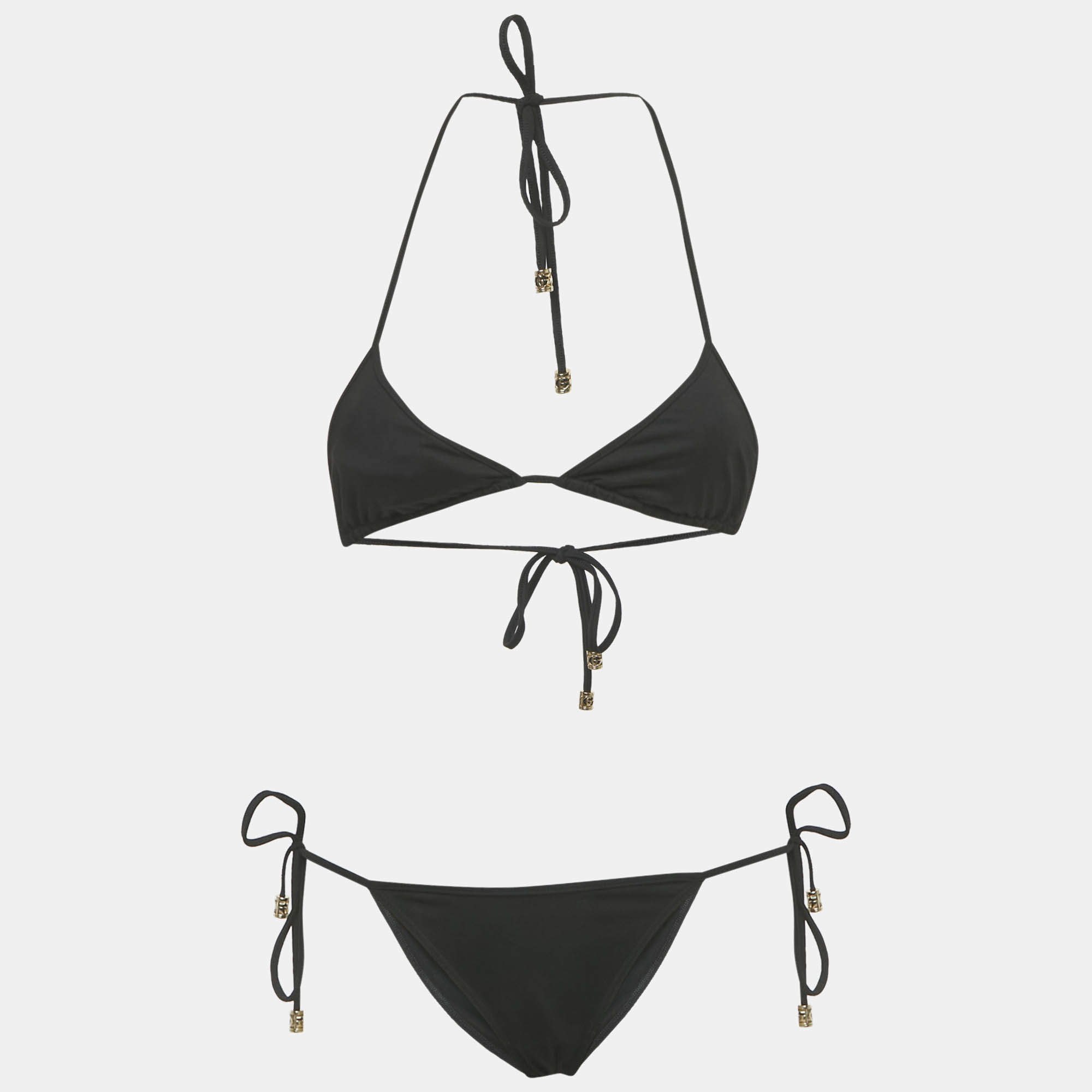 Pre Owned Gucci Black Jersey Sparkling Bikini Set S 
