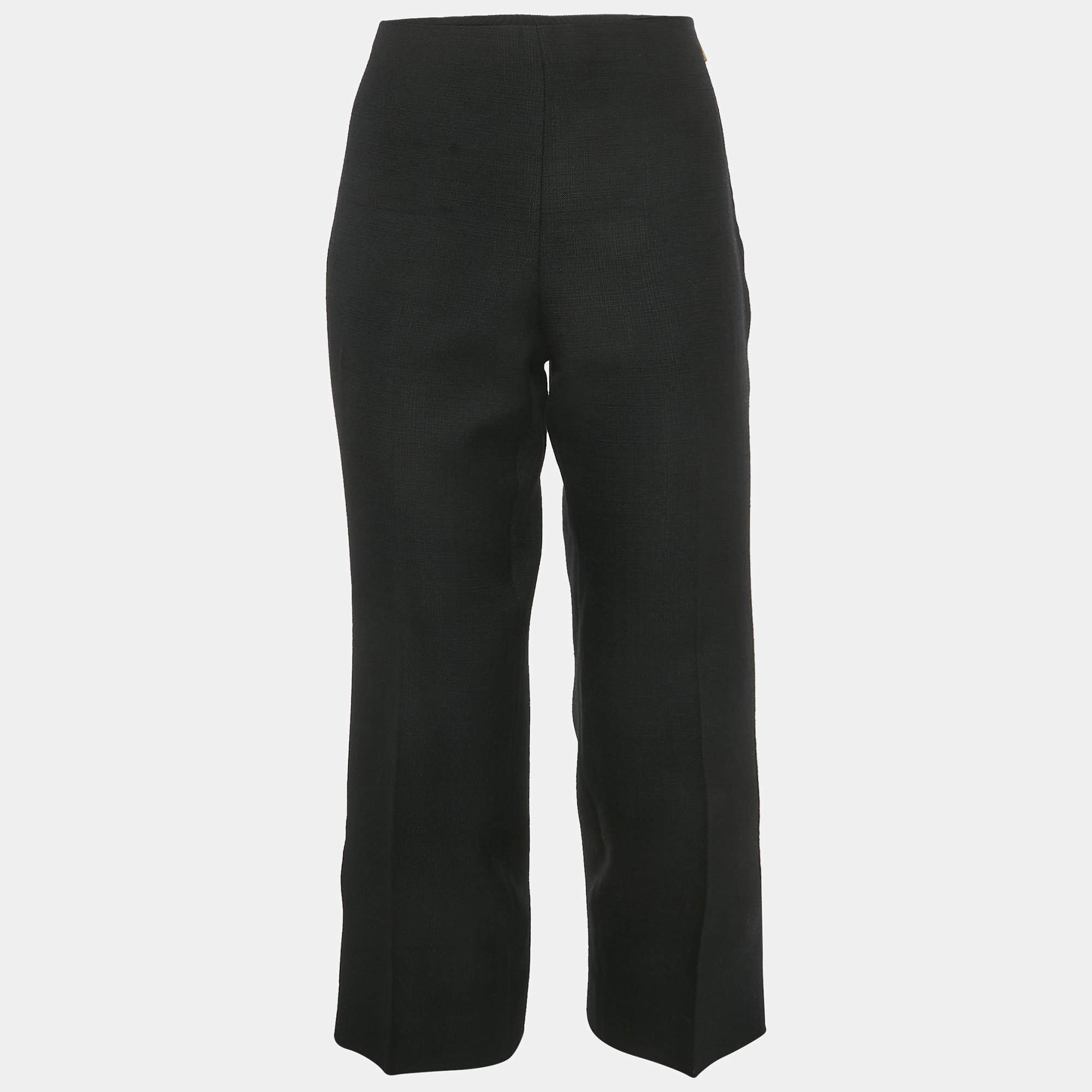 Pre Owned Gucci Black Viscose Pleat Front Trousers M