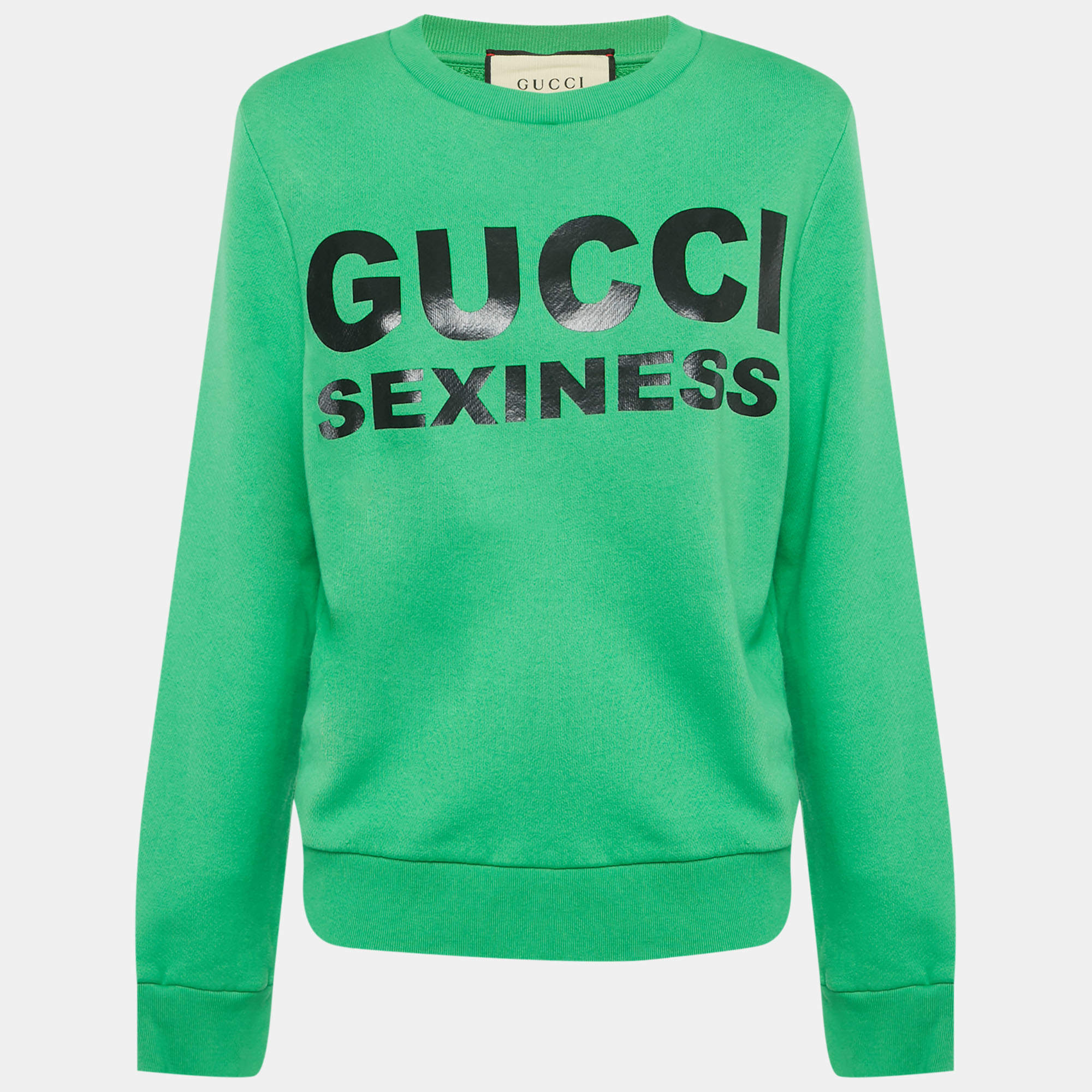 Pre Owned Gucci Green Sexiness Print Cotton Sweatshirt S